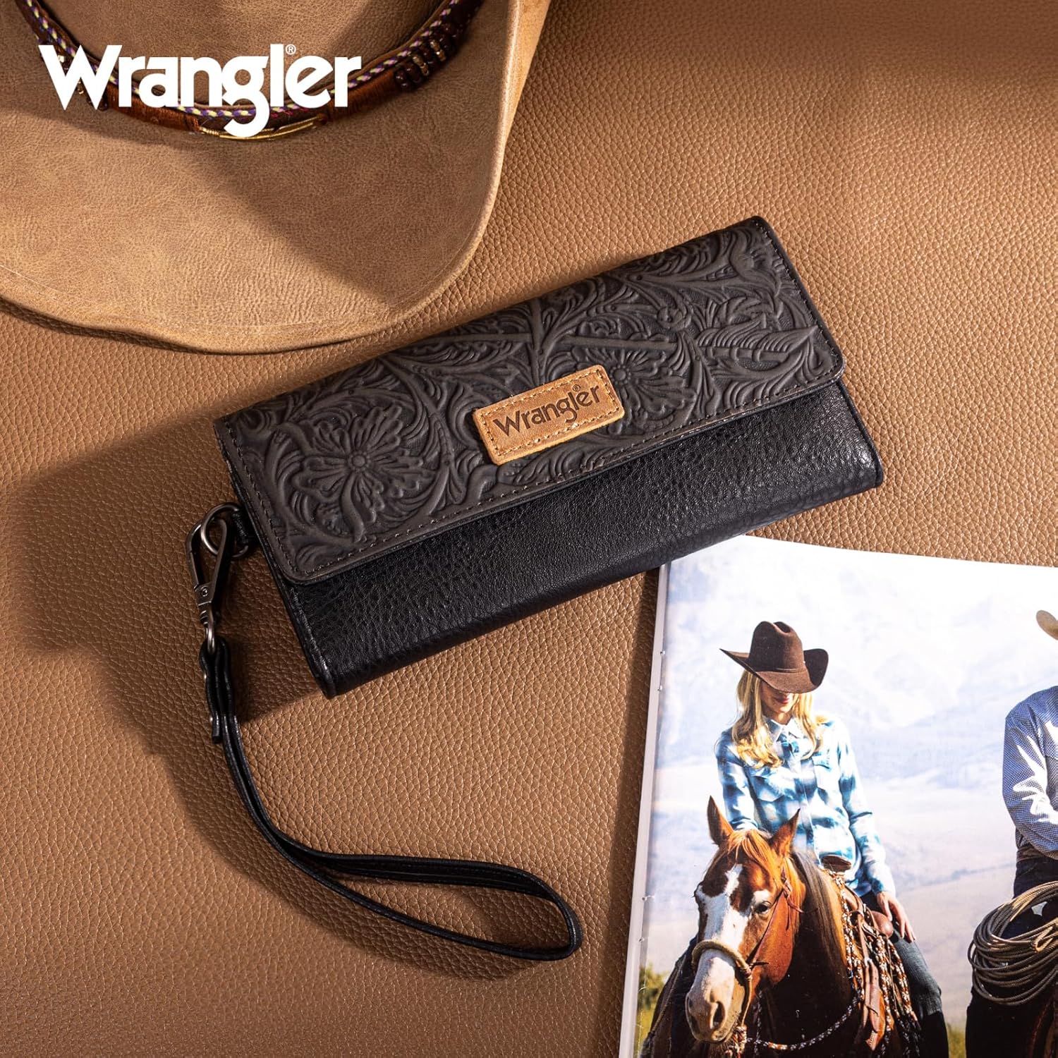 Montana West X Wrangler Western Wallets for Women Trifold Wristlet Wallets Large Capacity Women Clutch Wallet with Coin Purse - Image 6
