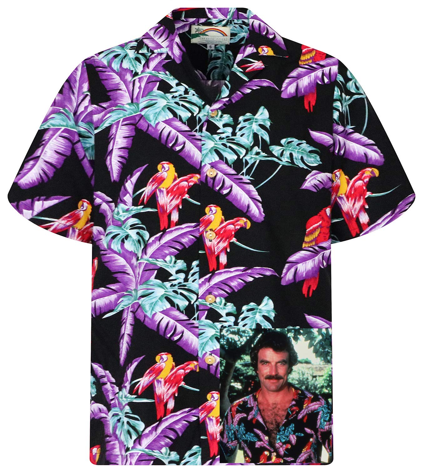 Paradise Found Men's Multicolour Original Tom Selleck Magnum, P.i. Hawaiishirt Black Made In Hawaii! - Black