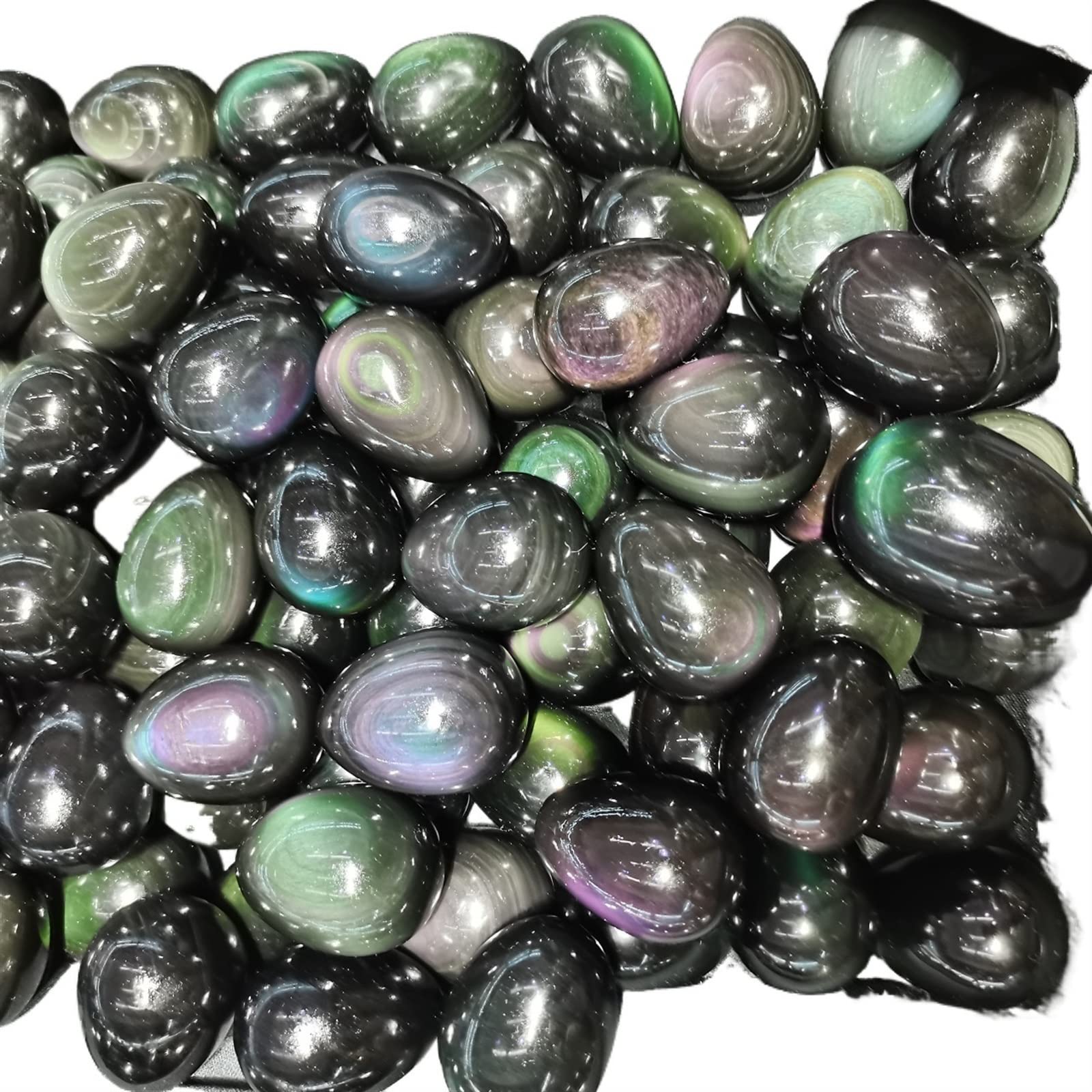1PC 40-50g 90-100g Ojo de Arco Iris Natural Obsidiana Pulido Huevos Decoraciones de Yoga Esfera de Adorno Inicio Colecciones