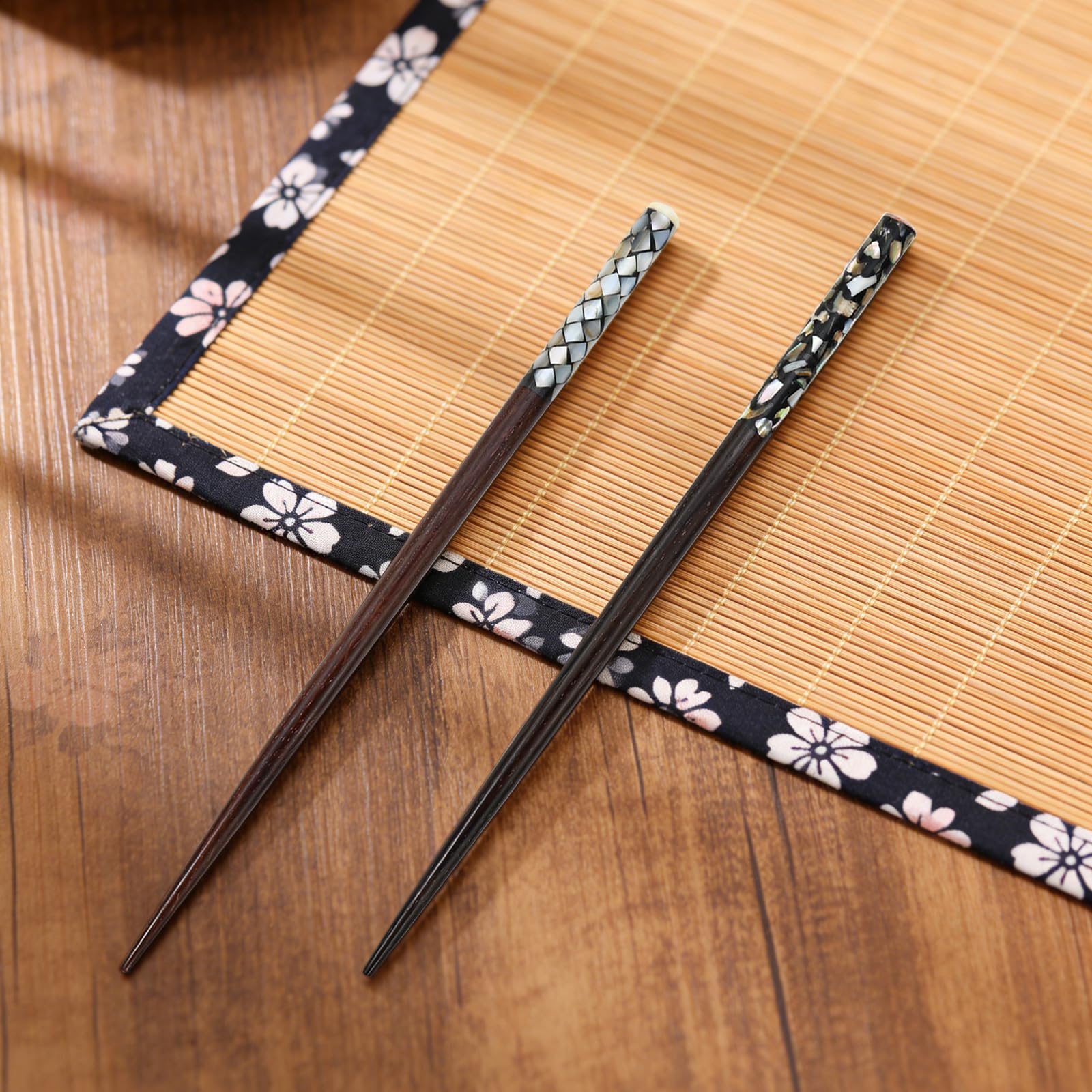 Hair Sticks for Women, Wooden Chopsticks with Mother-of-Pearl Inlay, Traditional Style, for Long Thick Hair(2pack) (White(multicolor mother-pearl)) — Amazon image 6