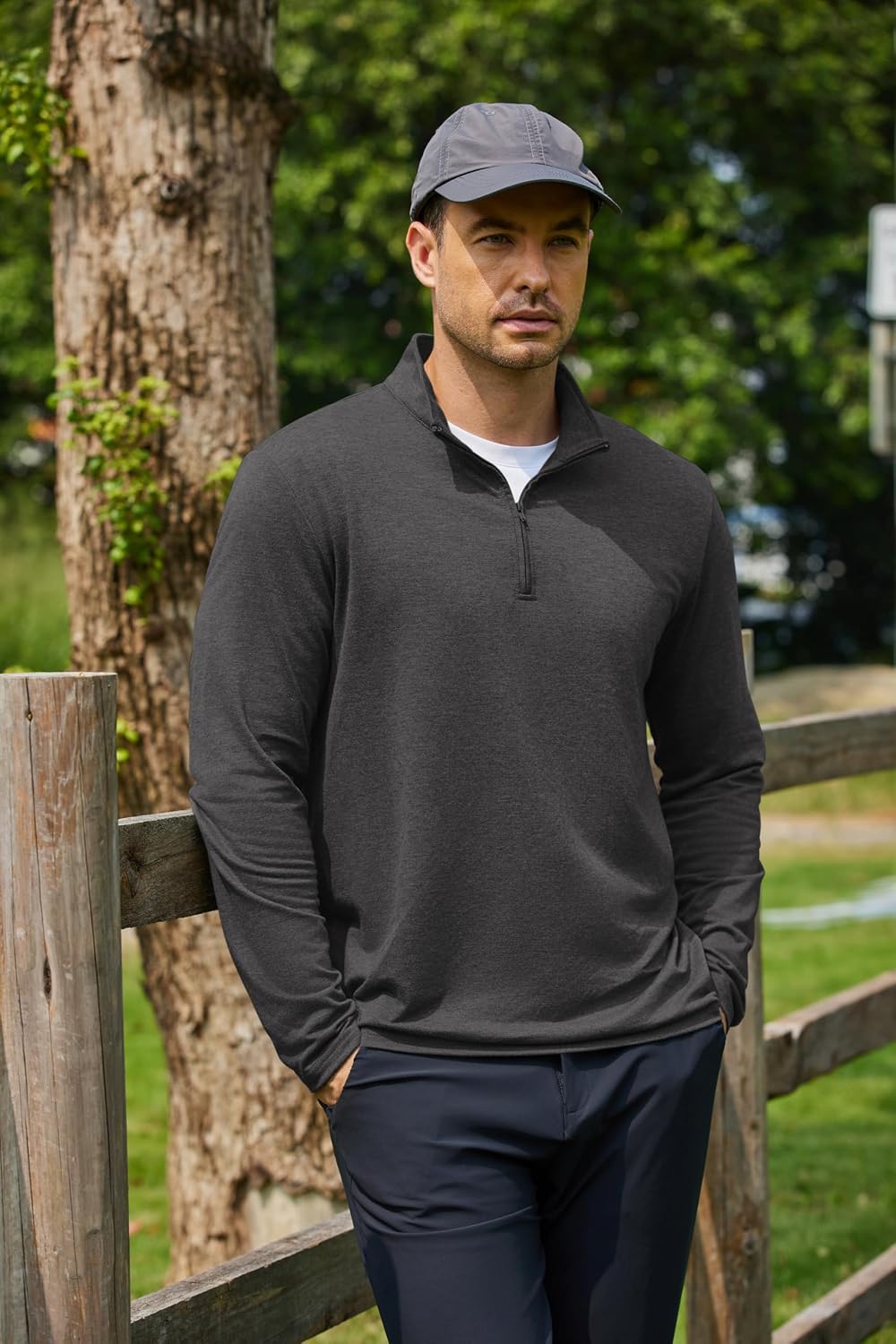 COOFANDY Men's Quarter Zip Pullover Sweatshirt Mock Neck Golf Shirts Casual Long Sleeve Shirt