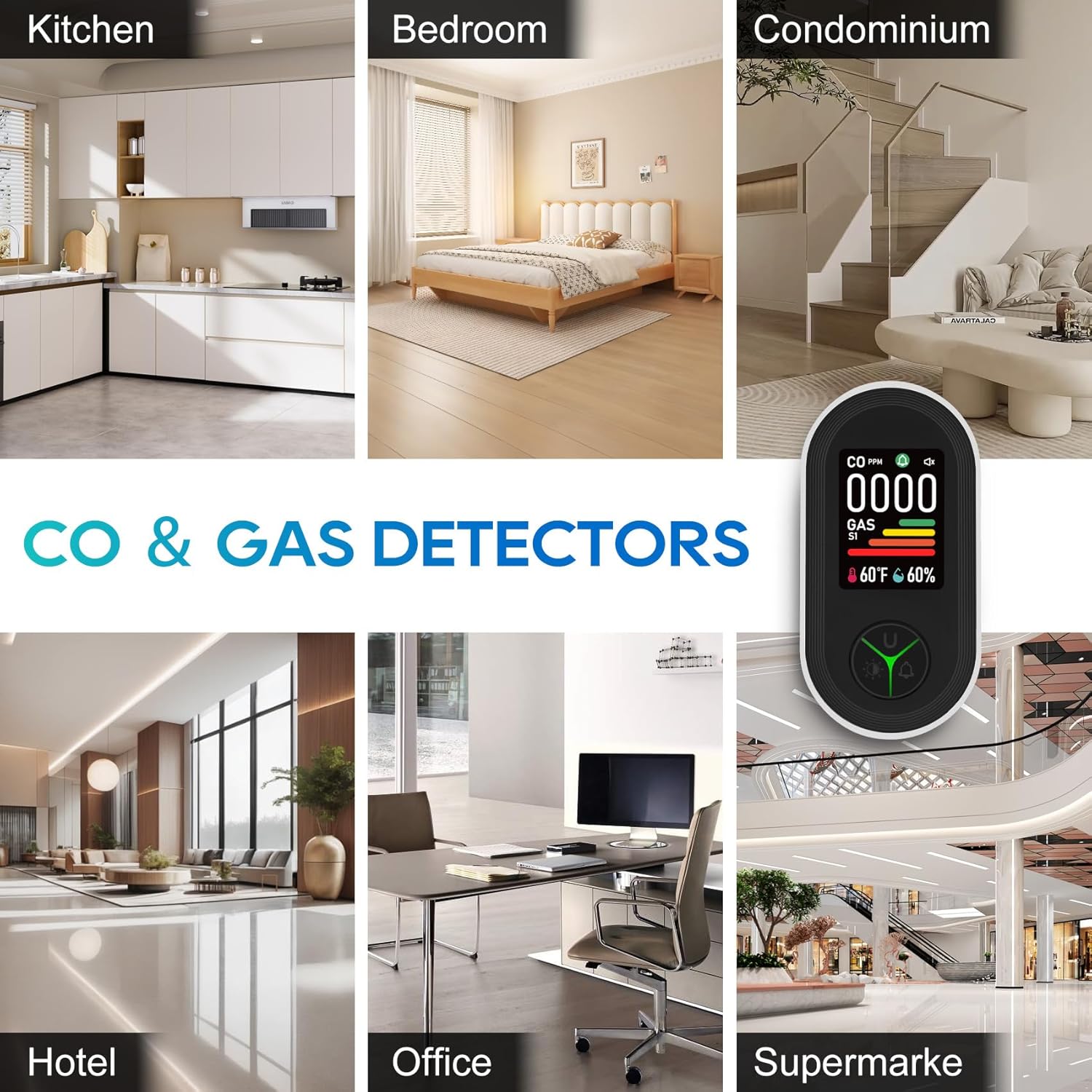 Plug in Gas & Carbon Monoxide Detectors, 4-in-1 Natural Gas Detector & Carbon Monoxide Alarm with Temp & Humidity, Combination CO Propane Methane Explosive Gas Detector for Home/RV (1 Pack) - Image 7