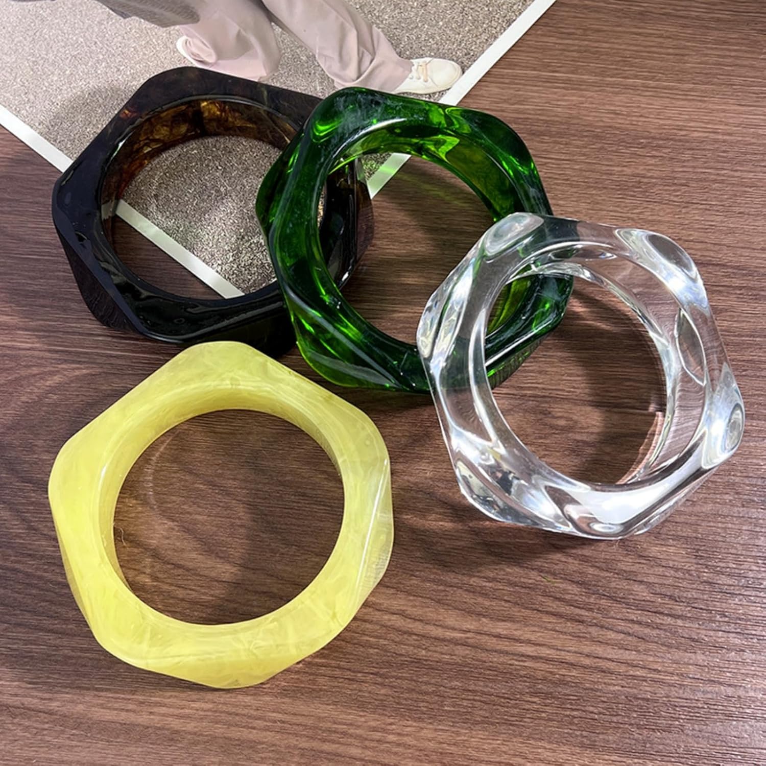 Chunky Acrylic Bracelets for Women,Vintage Geometric Round Square Bracelet Irregular Colorful Wide Bracelets Wristbands Cuff Bracelet Fashion Classic Jewelry - Image 4