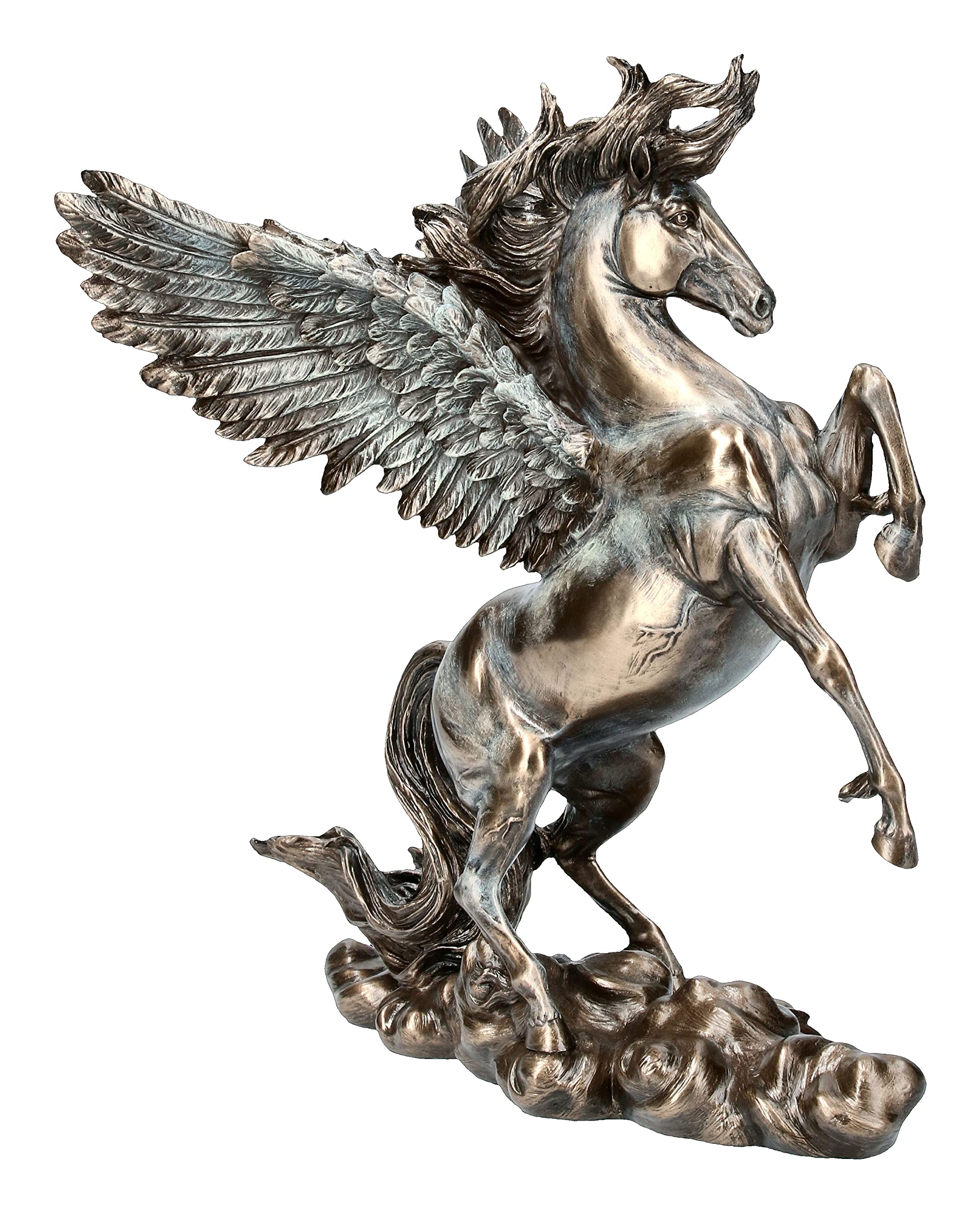 Veronese Pegasus Statue de la mythologie grecque du dieu du cheval ailé Finition bronze 28 cm