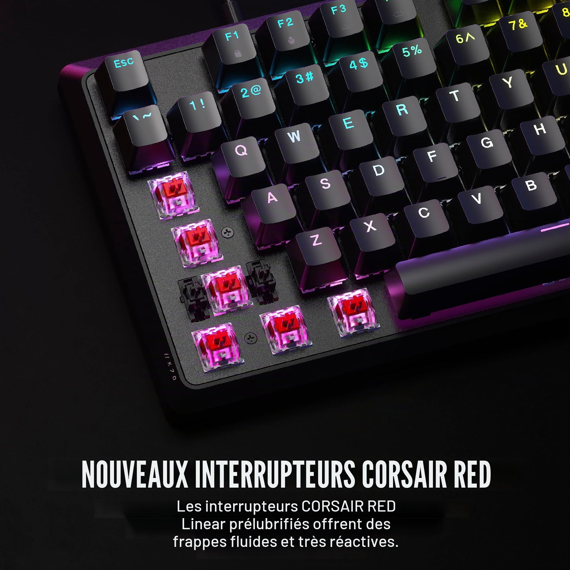 Corsair K70 CORE RGB Clavier de jeu mécanique avec repose-poignets – Commutateurs linéaires MLX rouges pré-lubrifiés – Amortissement du son – Cadran de contrôle multimédia – Compatible iCUE –