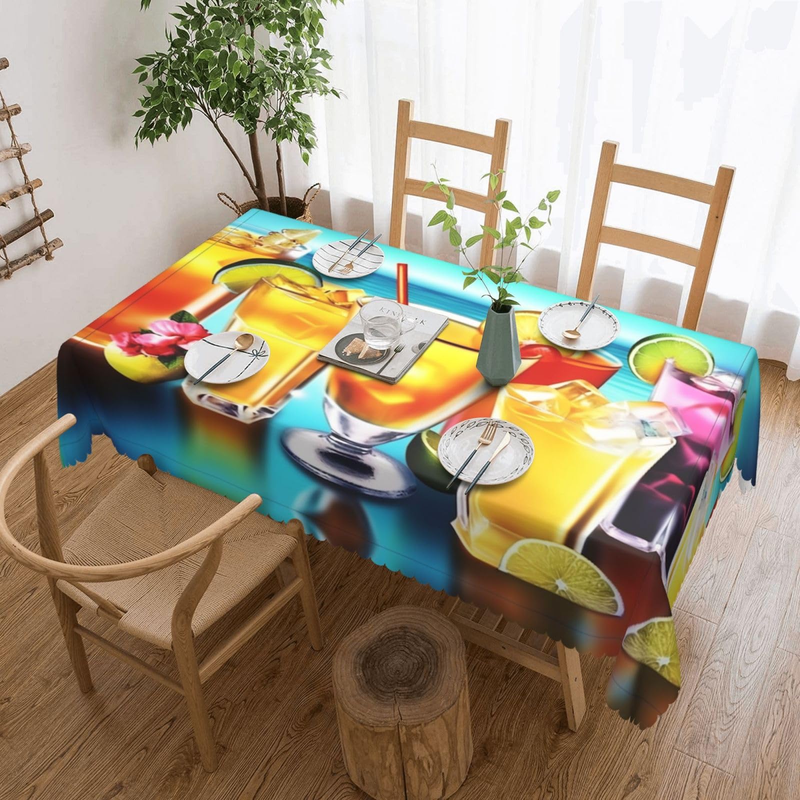 Nappe imprimée Happy Hour pour partager un repas convivial en terrasse