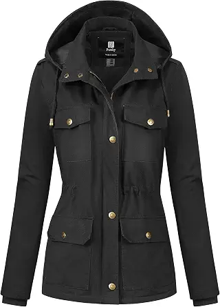 Pursky Women's Cotton Anorak Jacket with Removable Hood