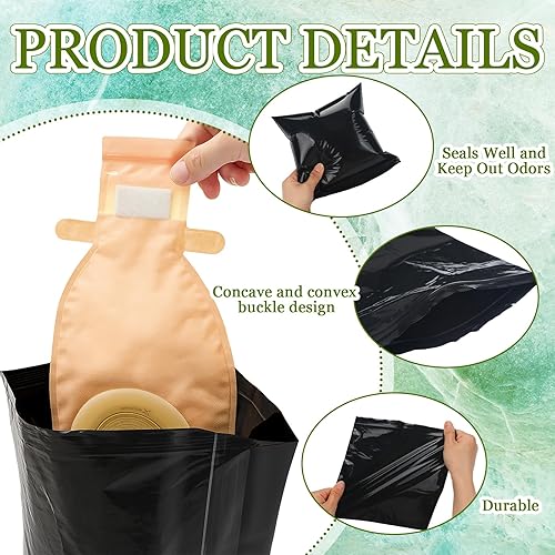 Miniatura 3 de 400 bolsas de eliminación de bolsas de ostomía de 8 x 8 pulgadas, sistema de eliminación de ostomía, alto selladoevita oloressin ensuciarsuministros