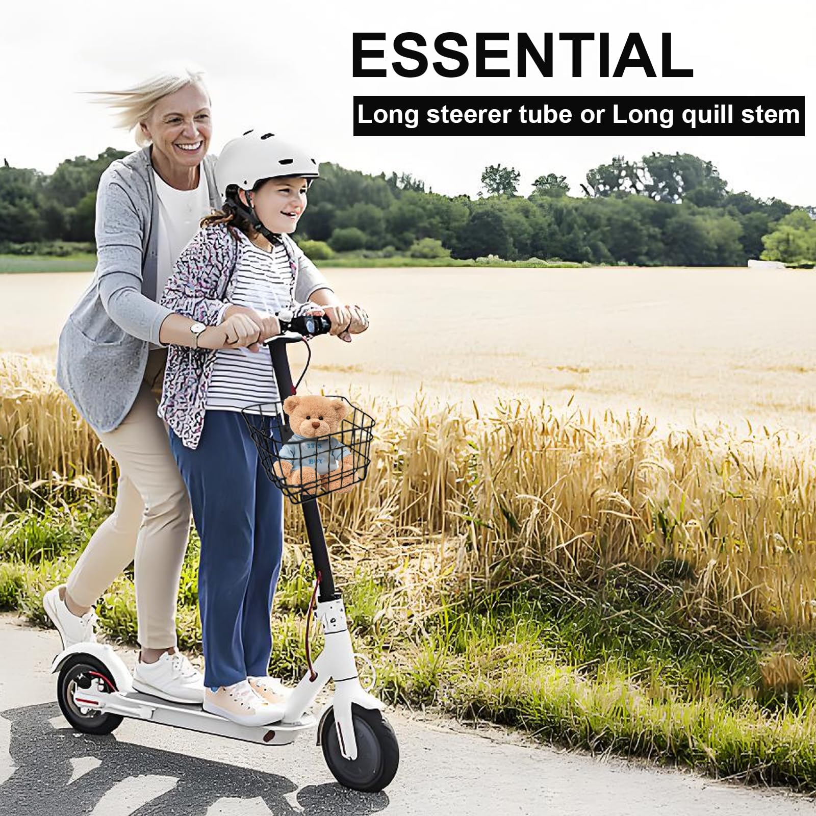 JXSHHNAMZ Small Basket for Scooters,Electric Bicycle Front Basket with Fixed Holder - Rust-Resistant Accessory for Kids' Bike& Tricycles, Knee Scooters - 50LB Load Capacity (R-Black)