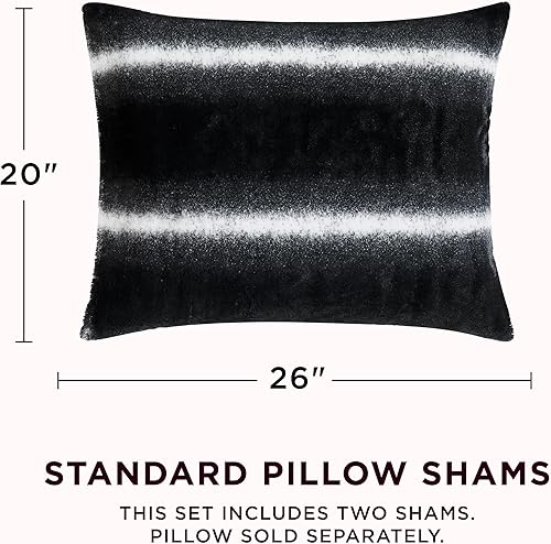 Miniatura 8 de Juicy Couture Juego de edredón y funda de almohada tamaño King, juego de ropa de cama King de 3 piezas de piel sintética a rayas degradadas, color