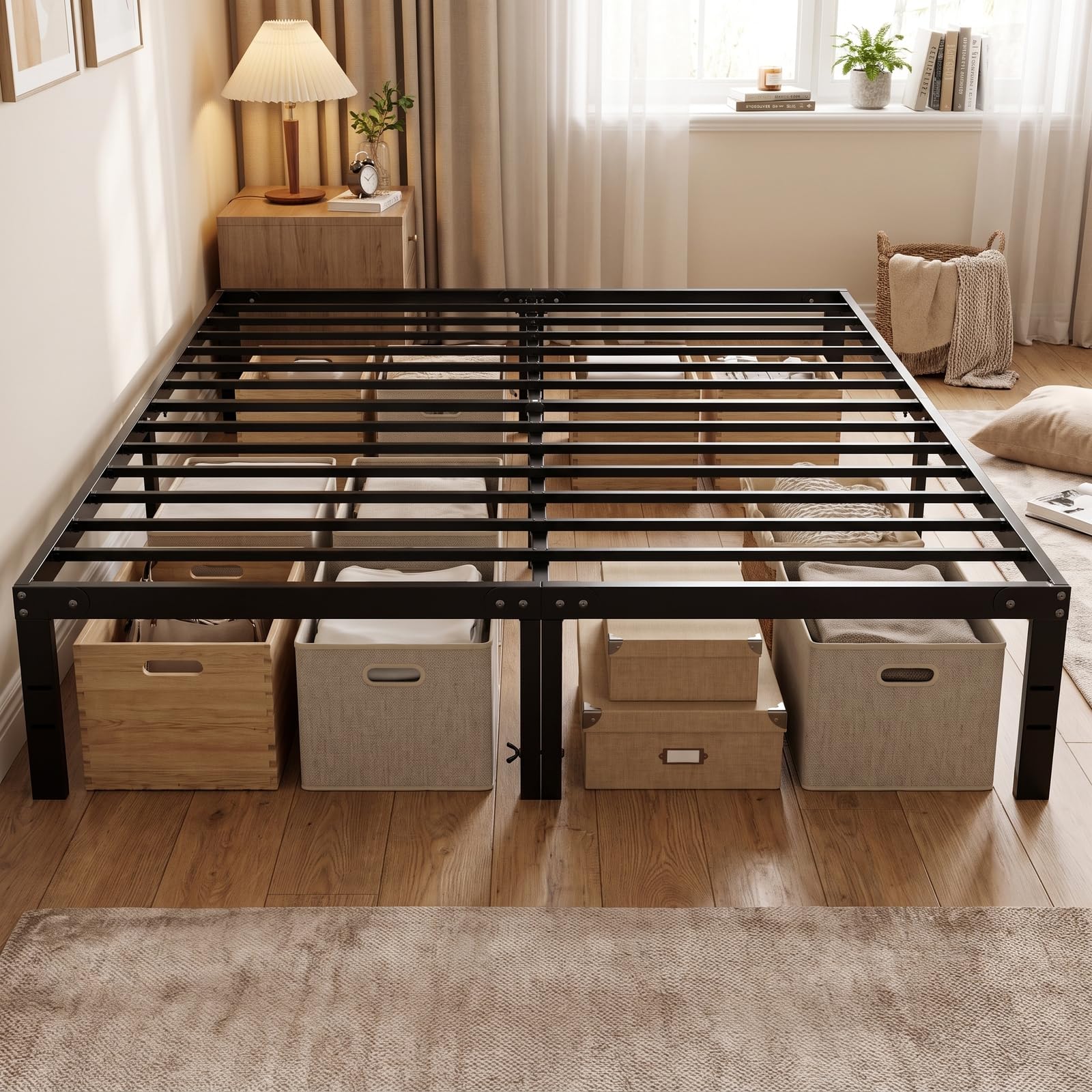 Sweetcrispy Full Size Metal Bed Frame, Platform Bed Frame, 16 Inch