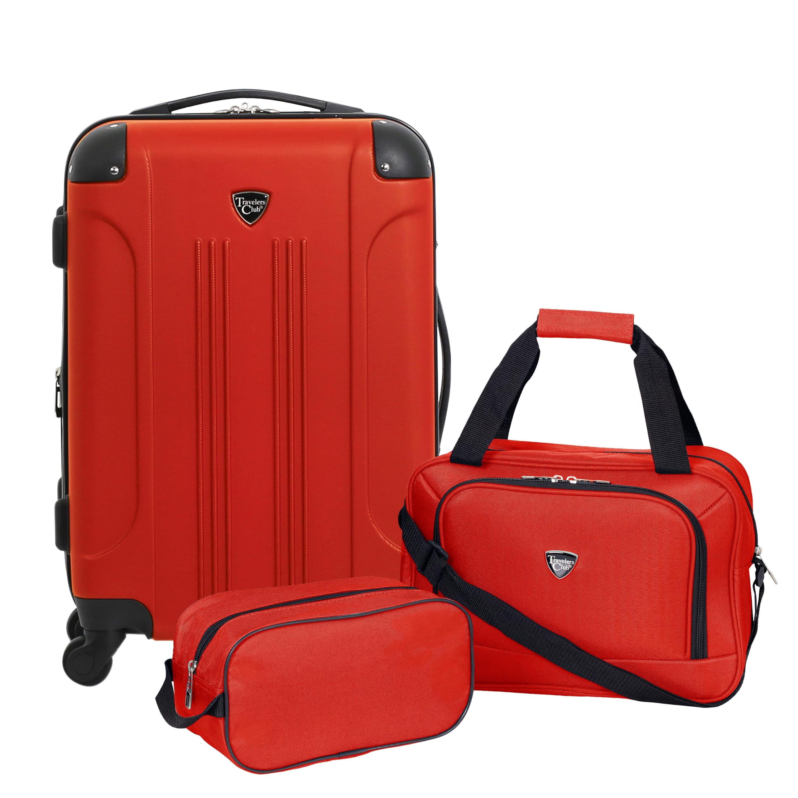 Travelers Club Chicago Hardside Expandable Spinner Luggage, Red, 3 Piece Set 3-Piece Set Red