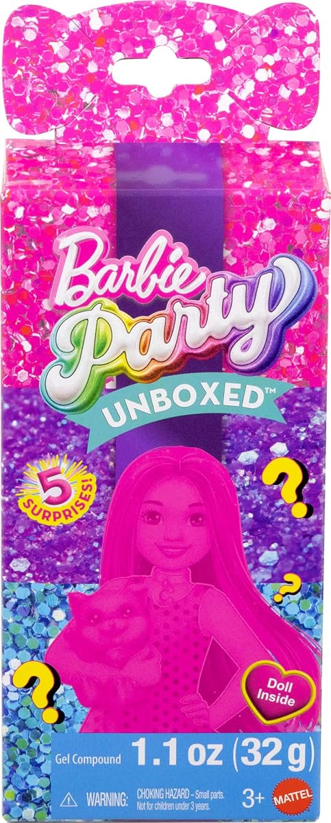 Party Unboxed Chelsea Doll Set, Glam Party Series with 6 Surprises Including Pet & Color Change (Styles May Vary)
