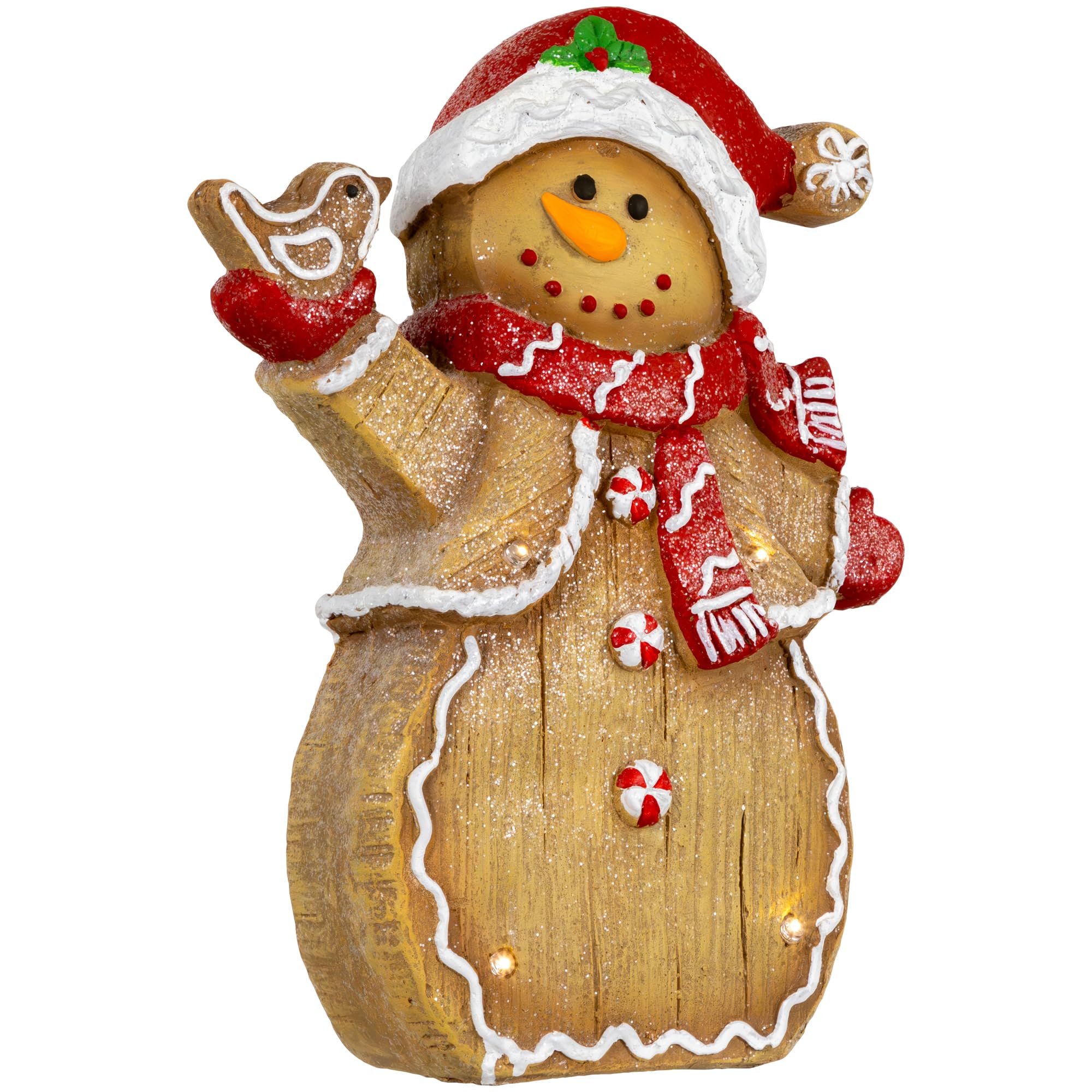 Amazon.com : LED Lighted Gingerbread Snowman with Bird Christmas
