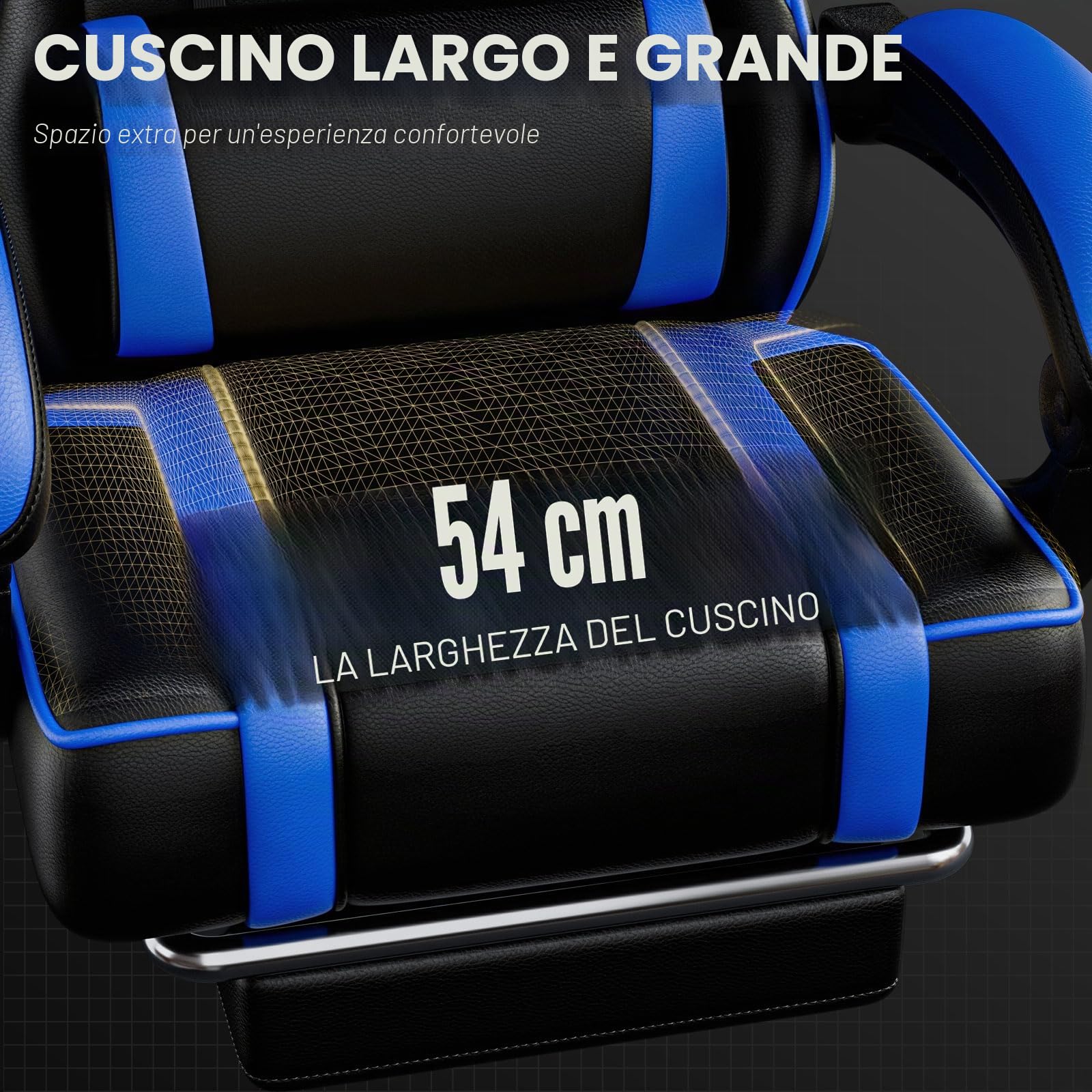 Sedia da Ufficio Ergonomica Per Adulti, Poltrona da Gioco Con Schienale Regolabile, Poggiatesta E Supporto Lombare, Seduta Girevole Con Bracciolo