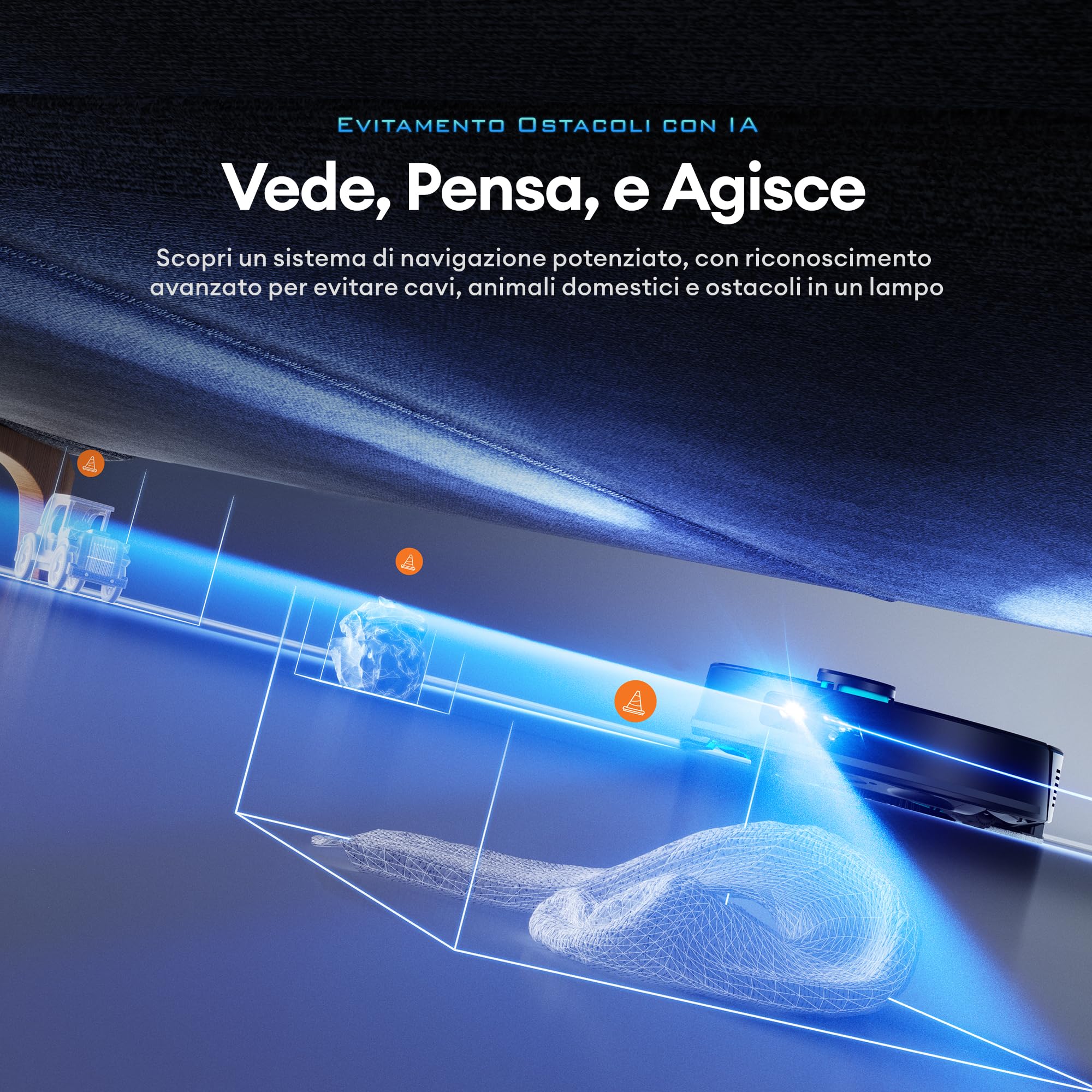 Ultenic T20Pro Robot Aspirapolvere con Laser Lineare Evoluto, Autosvuotamento 10 Settimane, 10000Pa con Boost Automatico Tappeti, Include Detersivo Mughetto, Mappatura LiDAR, Controllo App/Alexa