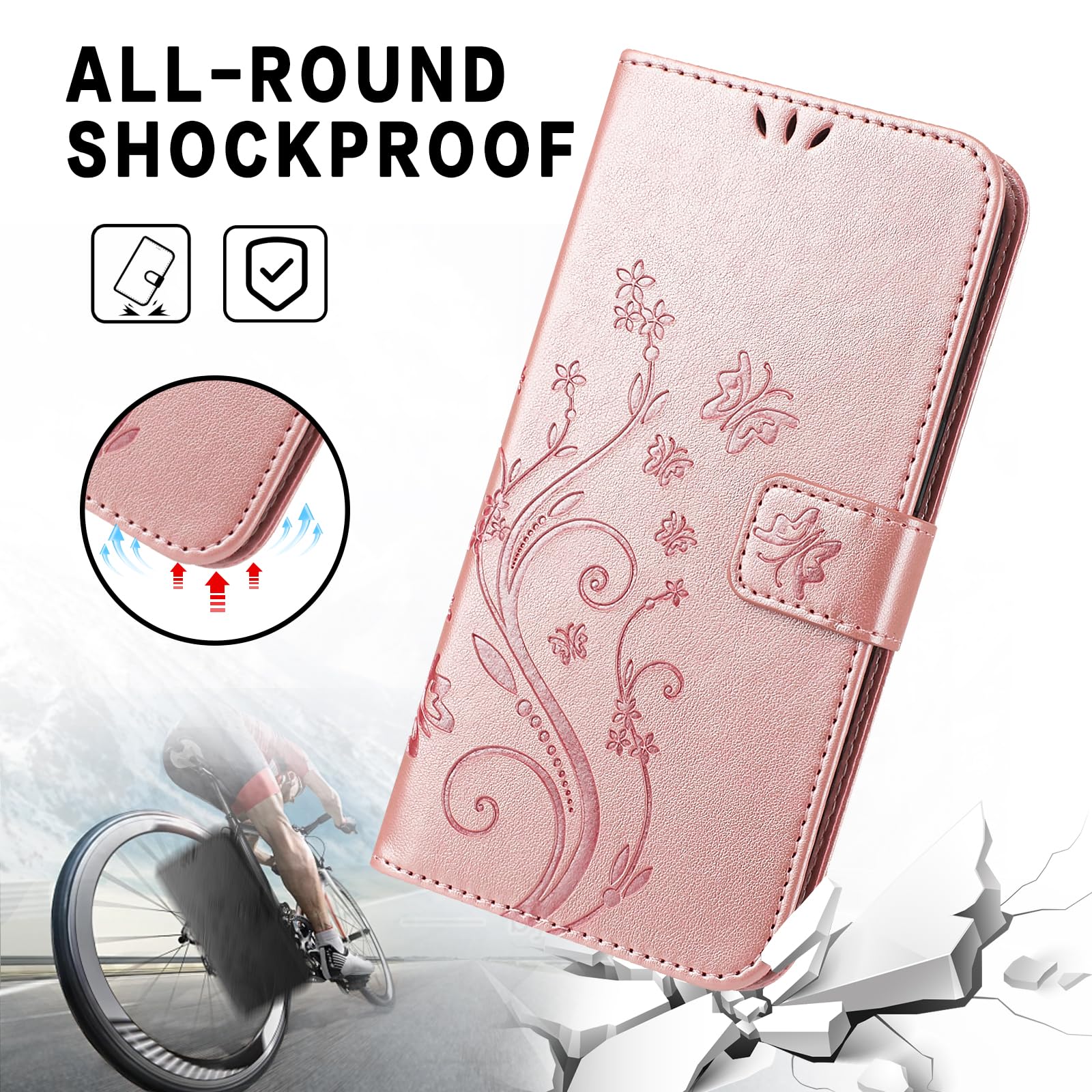 HERCN Custodia in pelle PU per iPhone 11 6,1 pollici;Porta carte -Cavalletto -Copertura del telefono cellulare funzionale con piccolo portafoglio magnetico unico. (Pink
