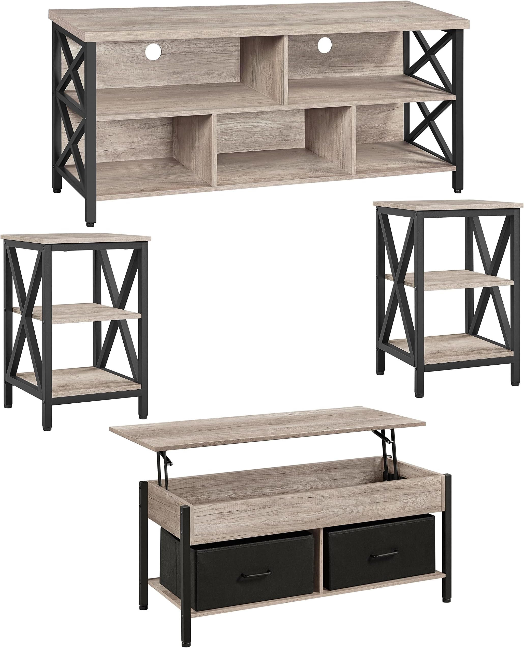 Amazon.com: VanAcc 4 Pieces Living Room Table Sets Farmhouse ...