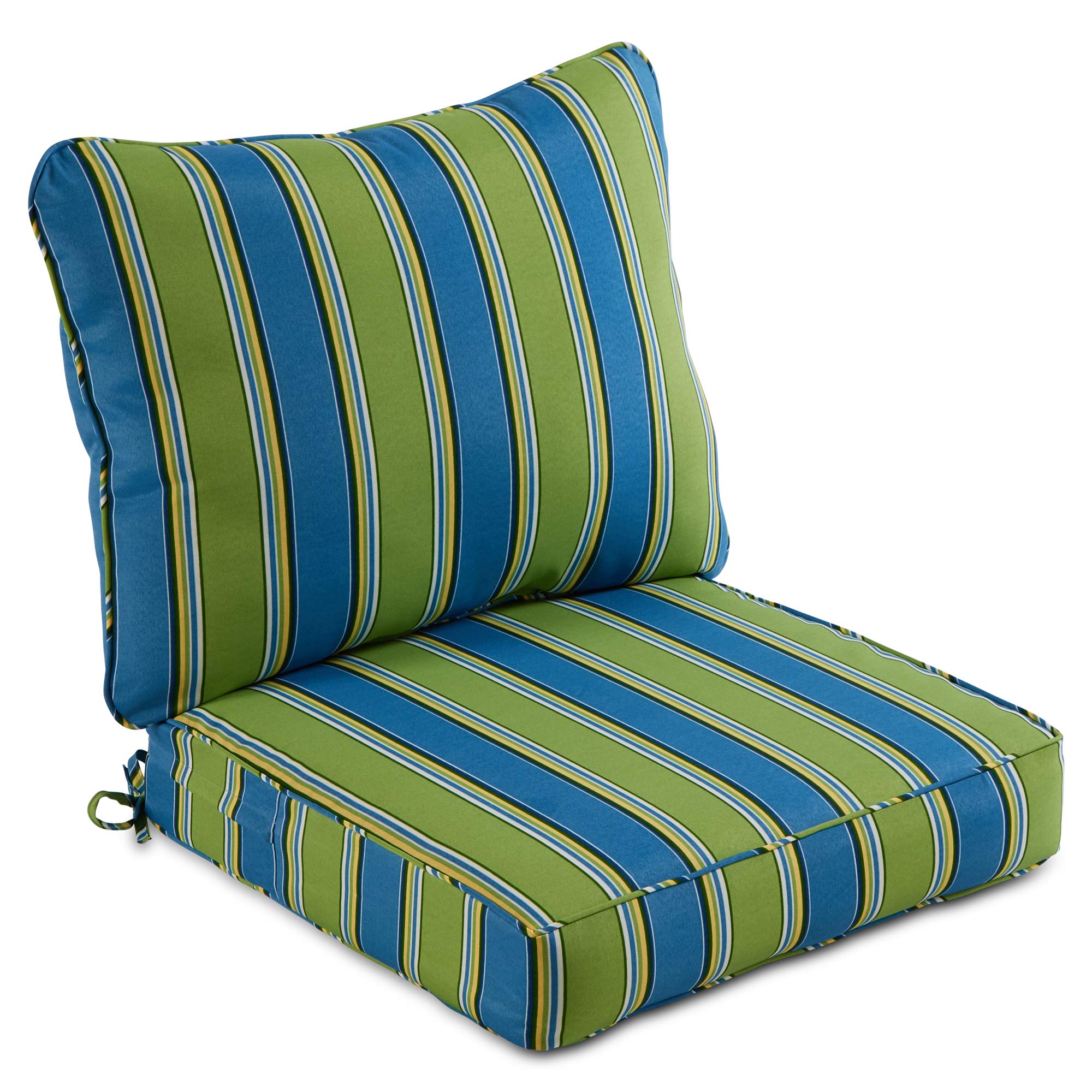 South Pine Porch Outdoor 2-Piece Deep Seat Cushion Set, Cayman Stripe