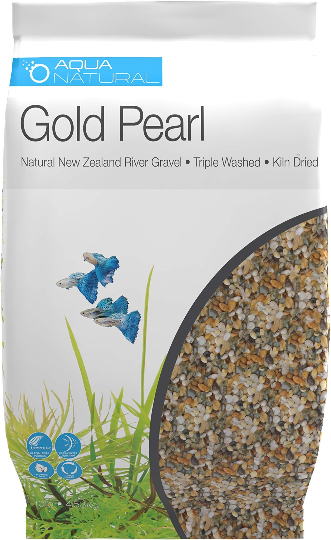 AquaNatural Gold Pearl 20lb Gravel Substrate for aquascaping, Aquariums, vivariums and terrariums 2-4mm