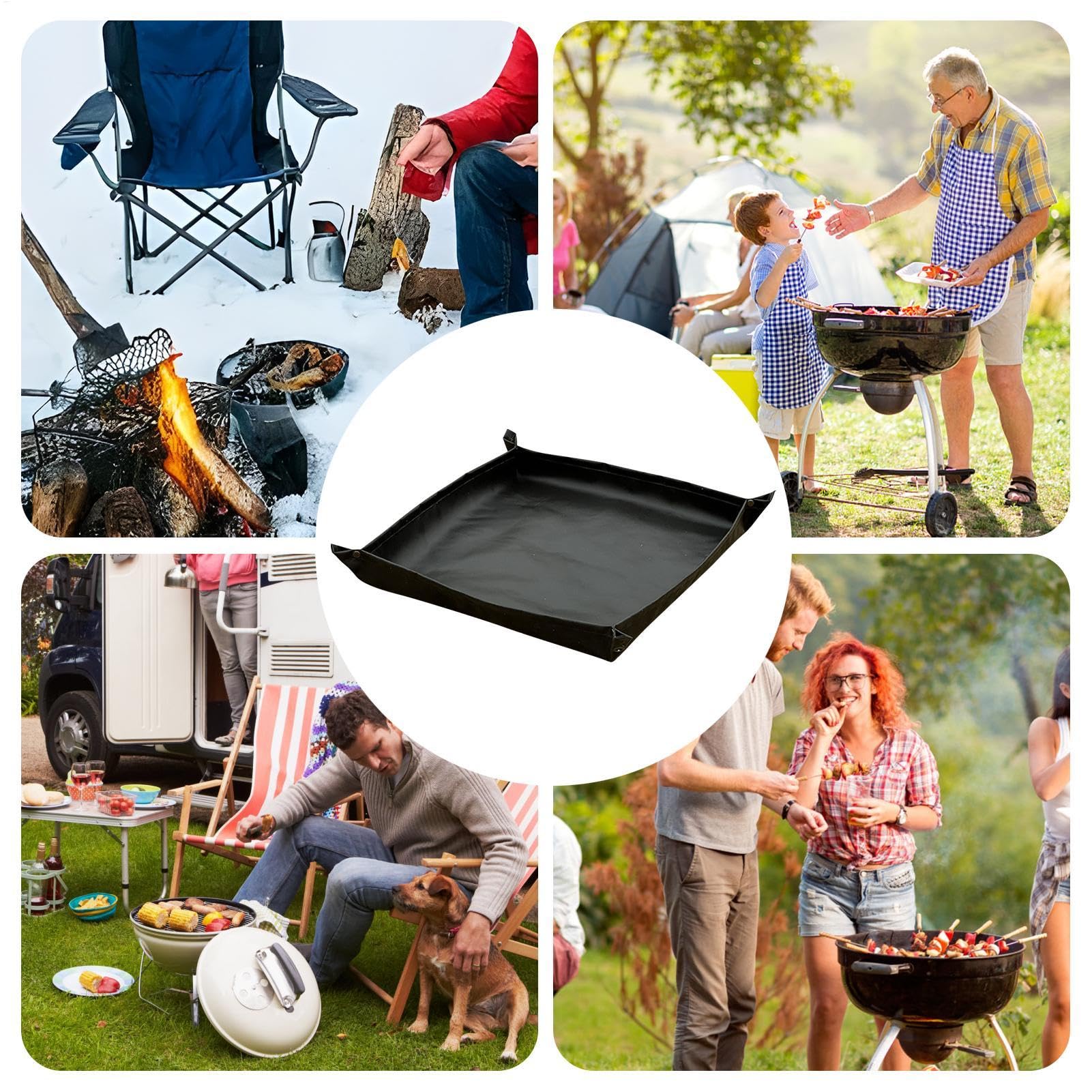 Fire Pit Mat, Fireproof Grill Mat, Camping Fire Pit Pad, Outdoor Stove Mat, Fire Pit Protection Mat, Silicone Grill Mat, Patio Fire Pit Mat, Tapis de grille, tapis de feu Foldable