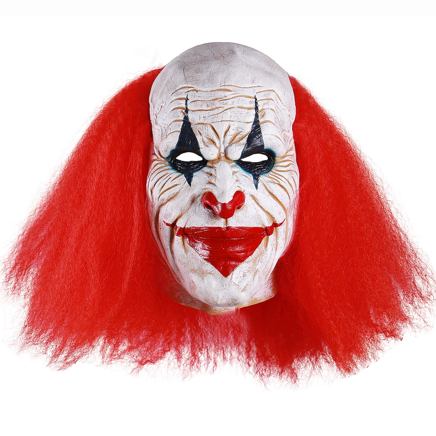 Jiu Ya Da Dui Adults Creepy Clown Face Mask Scary Joker Masks for Halloween（Red）