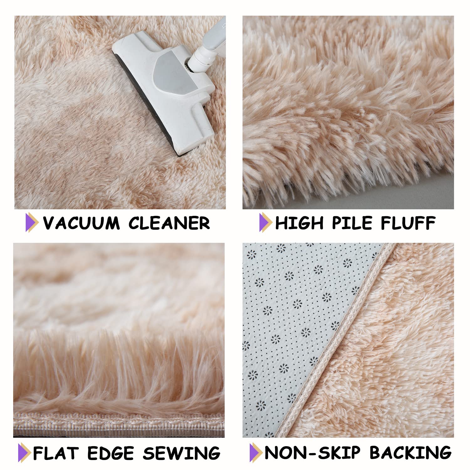 YUFANUHO Ultra Soft Plush Fluffy Area Rugs 4x6 Feet, TieDyed Beige