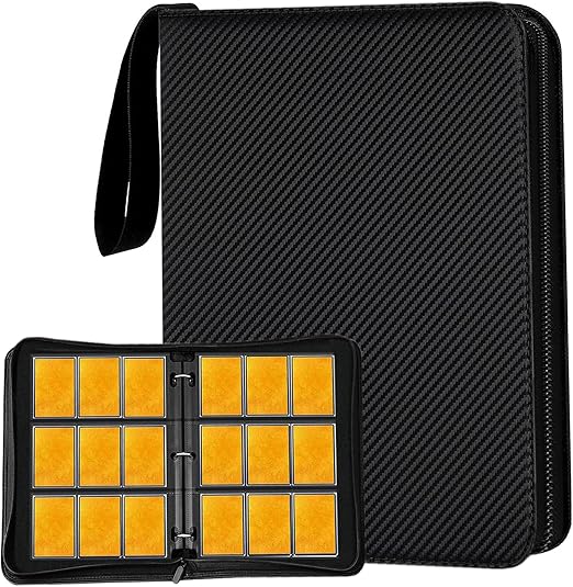 Card Binder 9 Pocket Premium Zipper Trading Card Album 720 Cards Folders for Collectible MTG TCG Sports Cards Binder (Dark Black)