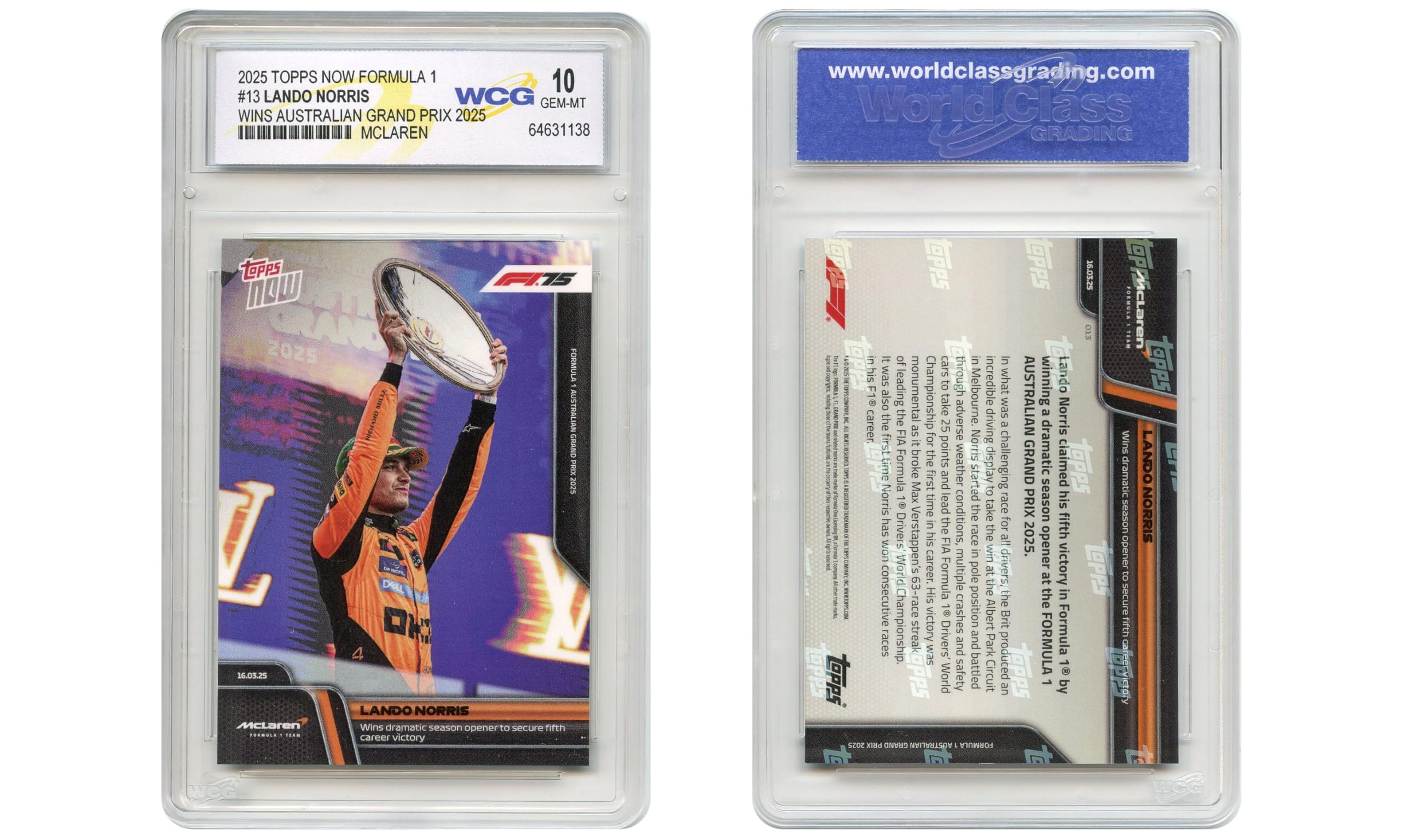 Amazon.com: 2025 Topps Now Formula 1 Lando Norris McLaren