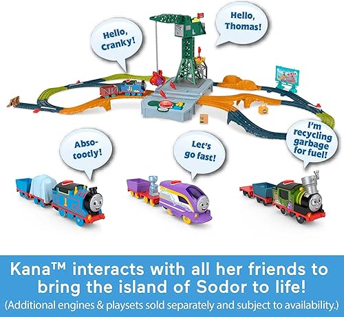 Miniatura 2 de Thomas & Friends Tren de juguete motorizado con motor Kana con sonidos frases y coche de carga para preescolar juego de simulación niños a partir de