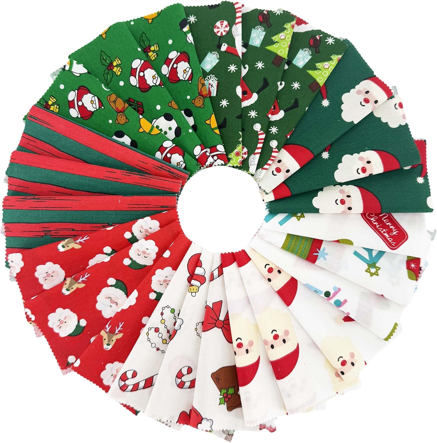 10 x 10 Inches Christmas Cotton Fabric Squares, 42 Precut Pieces.