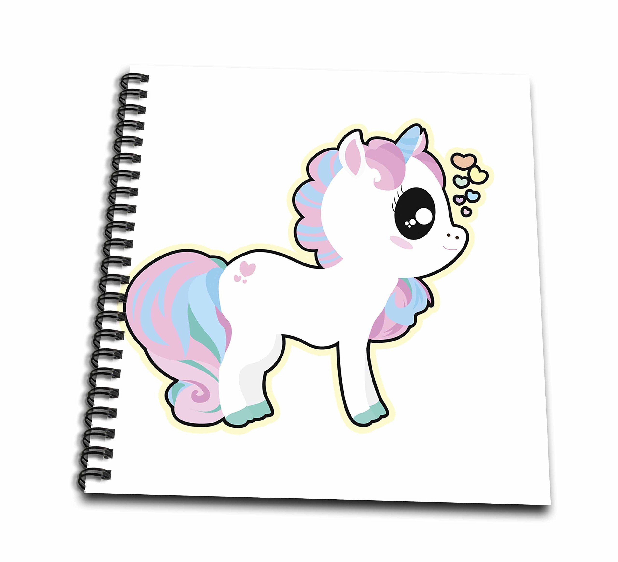 3D Rose Cute Pretty Hearts Colorful Unicorn Character Drawing Book