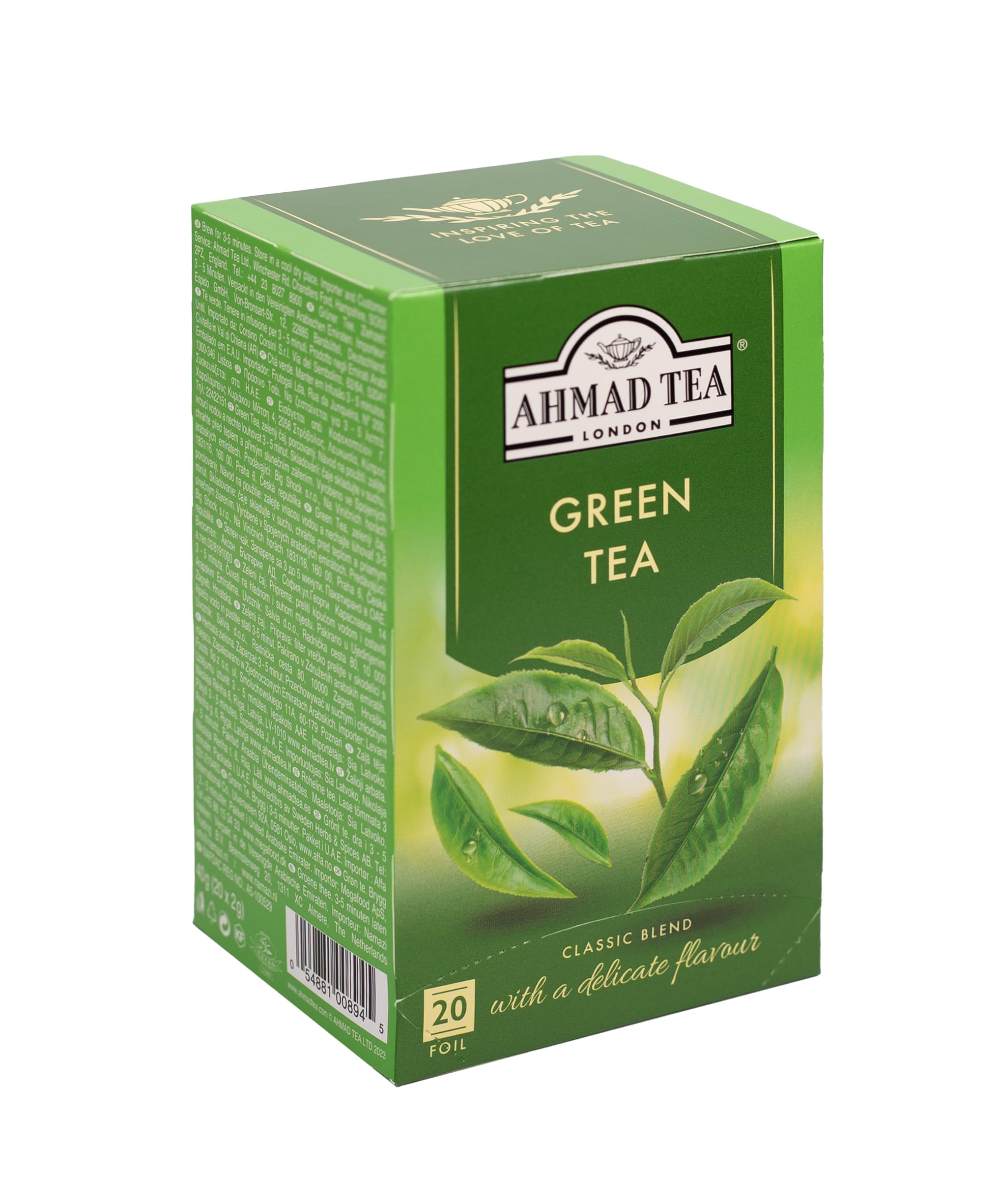 Ahmad Tea - Green Tea Pure 20 Bags - 40 g (Case of 6)