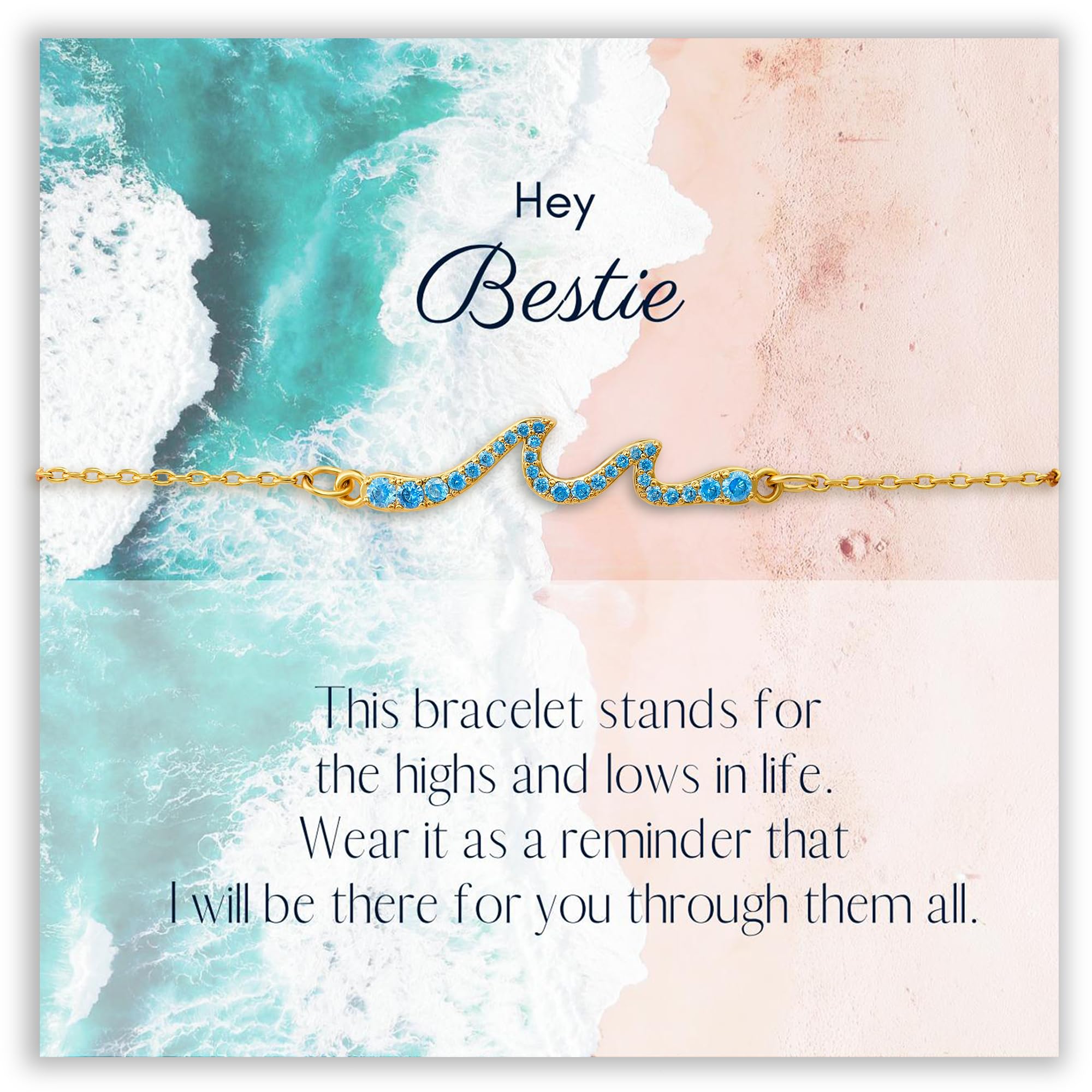 SilverLining Creation Waves Bracelet for Women – Friendship Bracelets Friendship Gifts for Women, Birthday Gifts for Women Friendship, 18K Gold Plated, 5A Zirconia, Triple-Layered Finish, Size 6-8''