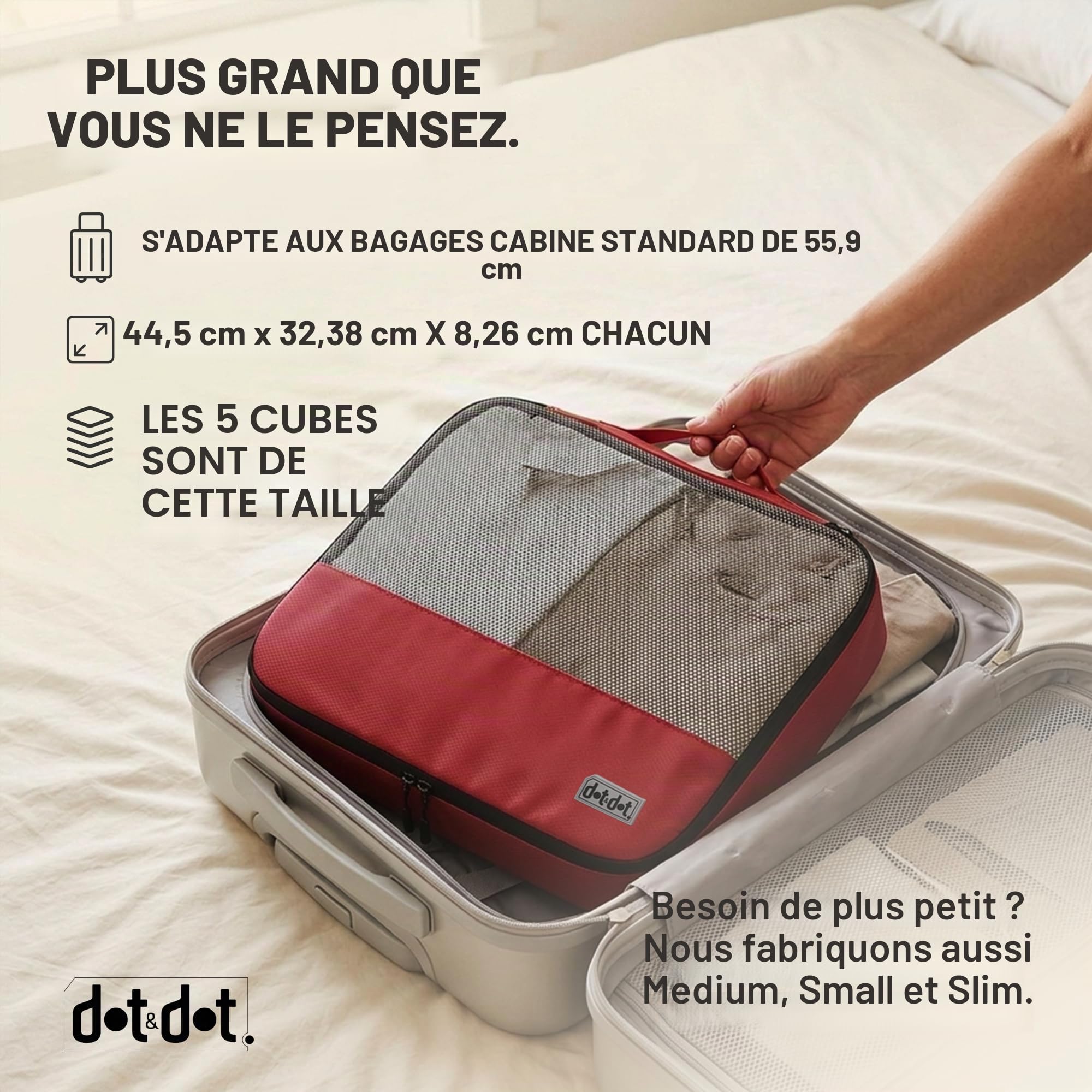 Grands cubes d'emballage pour voyage – 5 cubes d'emballage pour valises – sacs de rangement légers pour bagages