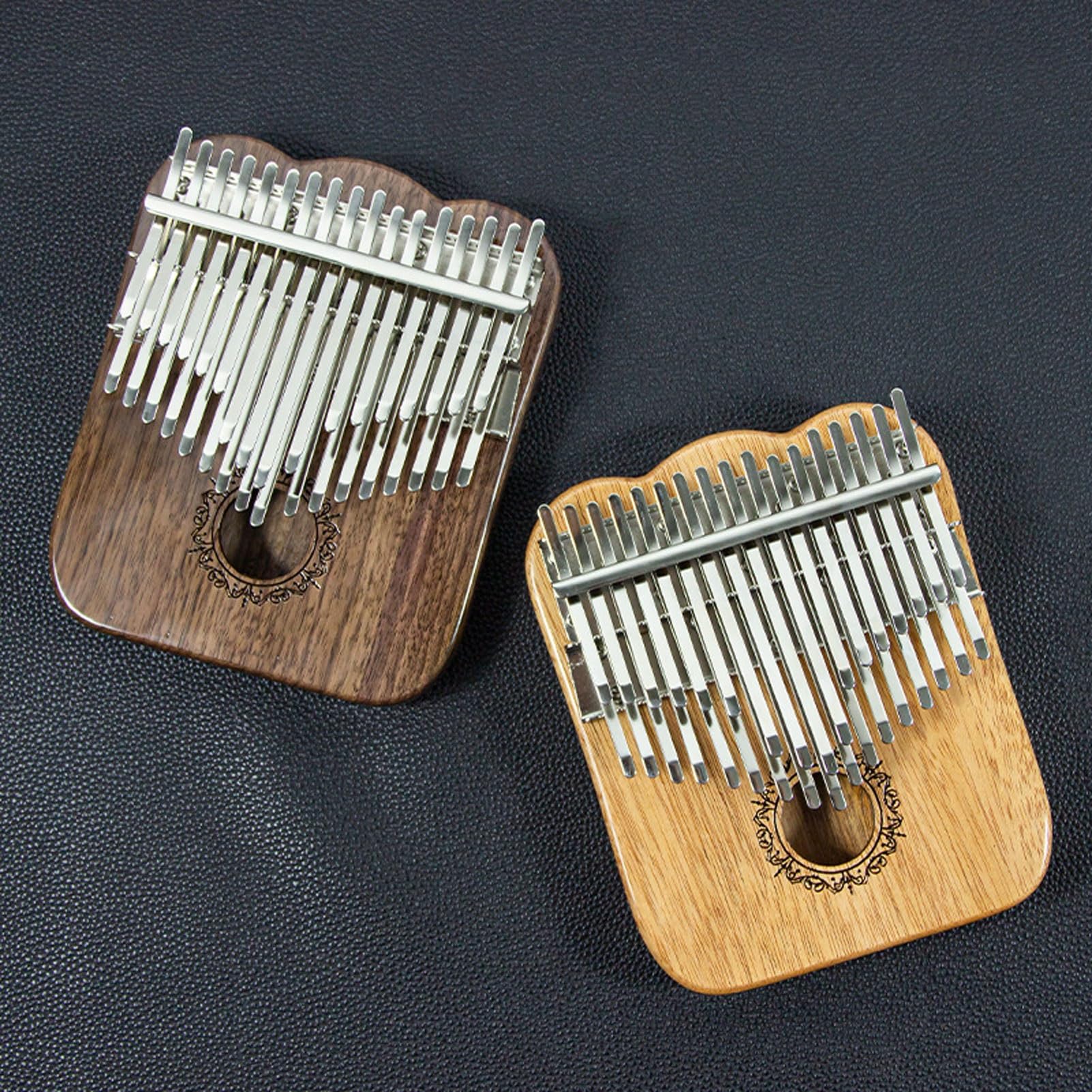 Dorośli Kalimba 34 Klawisze Drewno Wygodny Uchwyt Palec Fortepian dla Muzycznego Oświecenia Pianino na Kciuk z Młoteczkami do Strojenia, Naklejki Skali(Brown B)