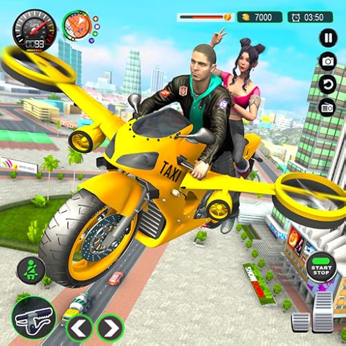 Flying Bike Simulator Jeux de conduite - Moto moderne Real Driver transport pick & Drop - Crazy 3d Futuristic moto racing wheel city stunt - Endless Fear Hover Rider Smart ultimate Cab 2022