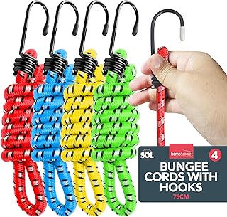 4pk 75cm Long Bungee Cords with Hooks | Strong Bungy Cords with Hooks | Bungee Straps with Hooks, Elastic Bungee Cord with Hooks, Bungee Cords with Hooks, Bunjee Chords with Hooks, Bungees with Hooks