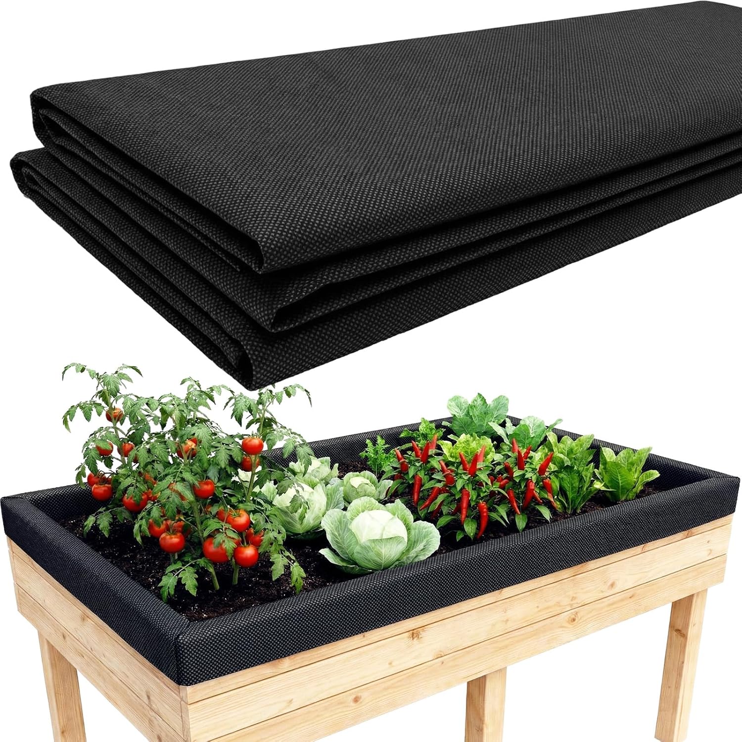 2 Pack Raised Garden Bed Liner, Non Woven Fabric for Large Veg Trough, Cuttable Plant Liner Keeps Soil Contained & Water Drainage for Outdoor Planter Veg Trough (63 * 114IN)