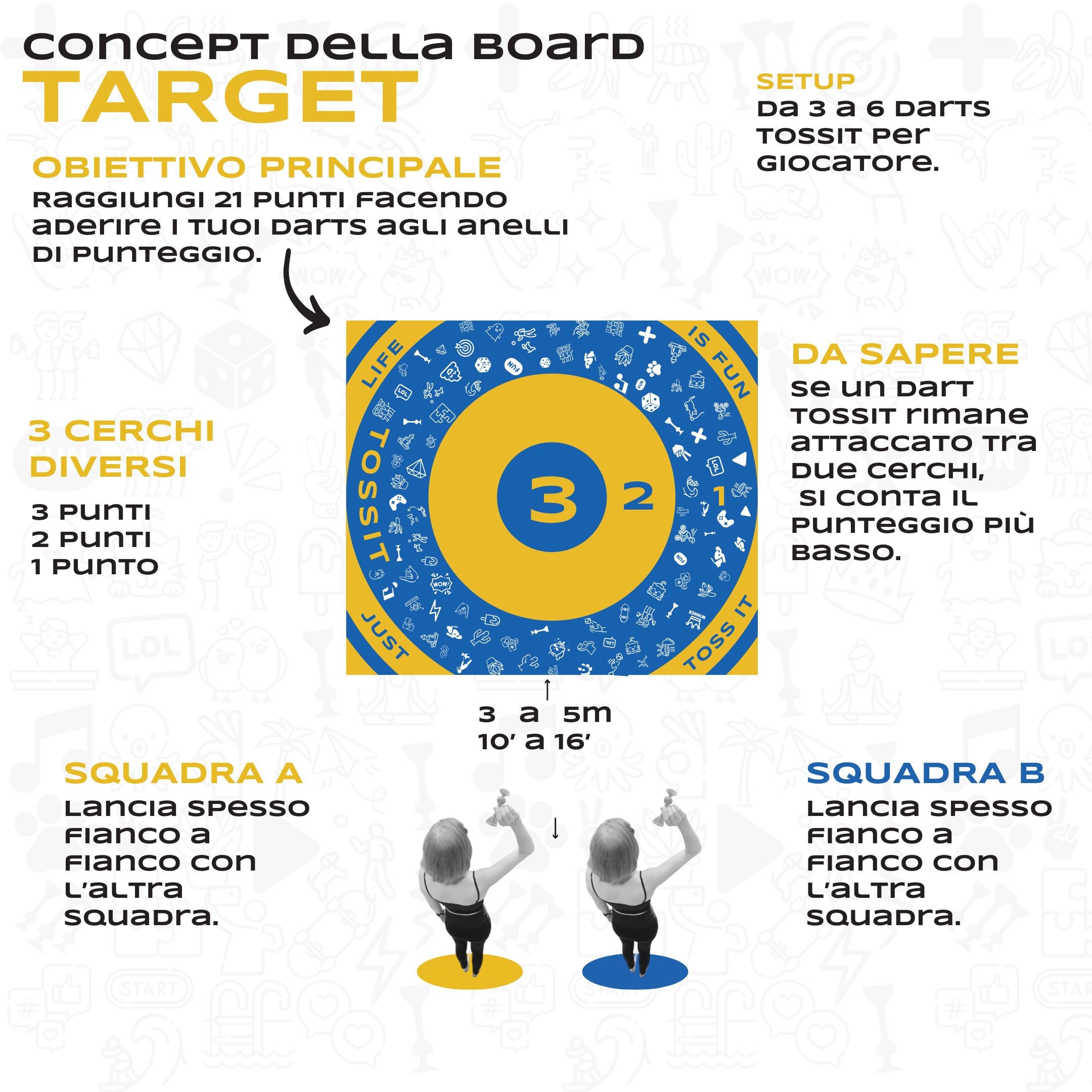 TOSSIT Tavola da Gioco per Freccette, Petanque Interno Esterno, Silicone Di Alta Qualità, Molteplici Modi Di Gioco, Divertimento Con Amici E Famiglia, Trasportabile Arrotolabile, Versione Family