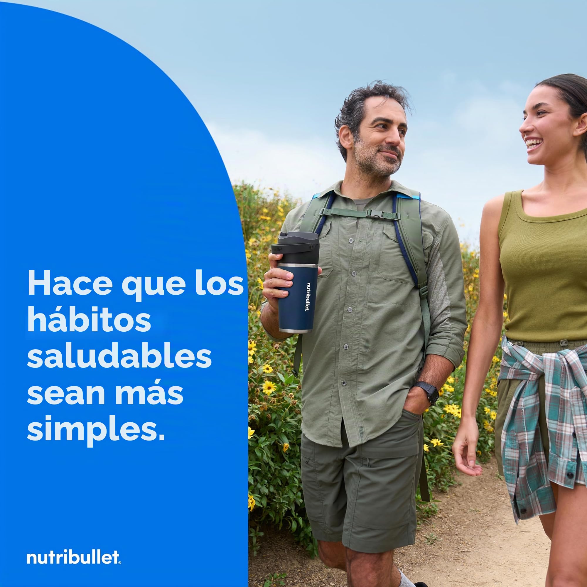 nutribullet Licuadora portátil Flip con taza aislada, índigo mate, NBPB50350IND