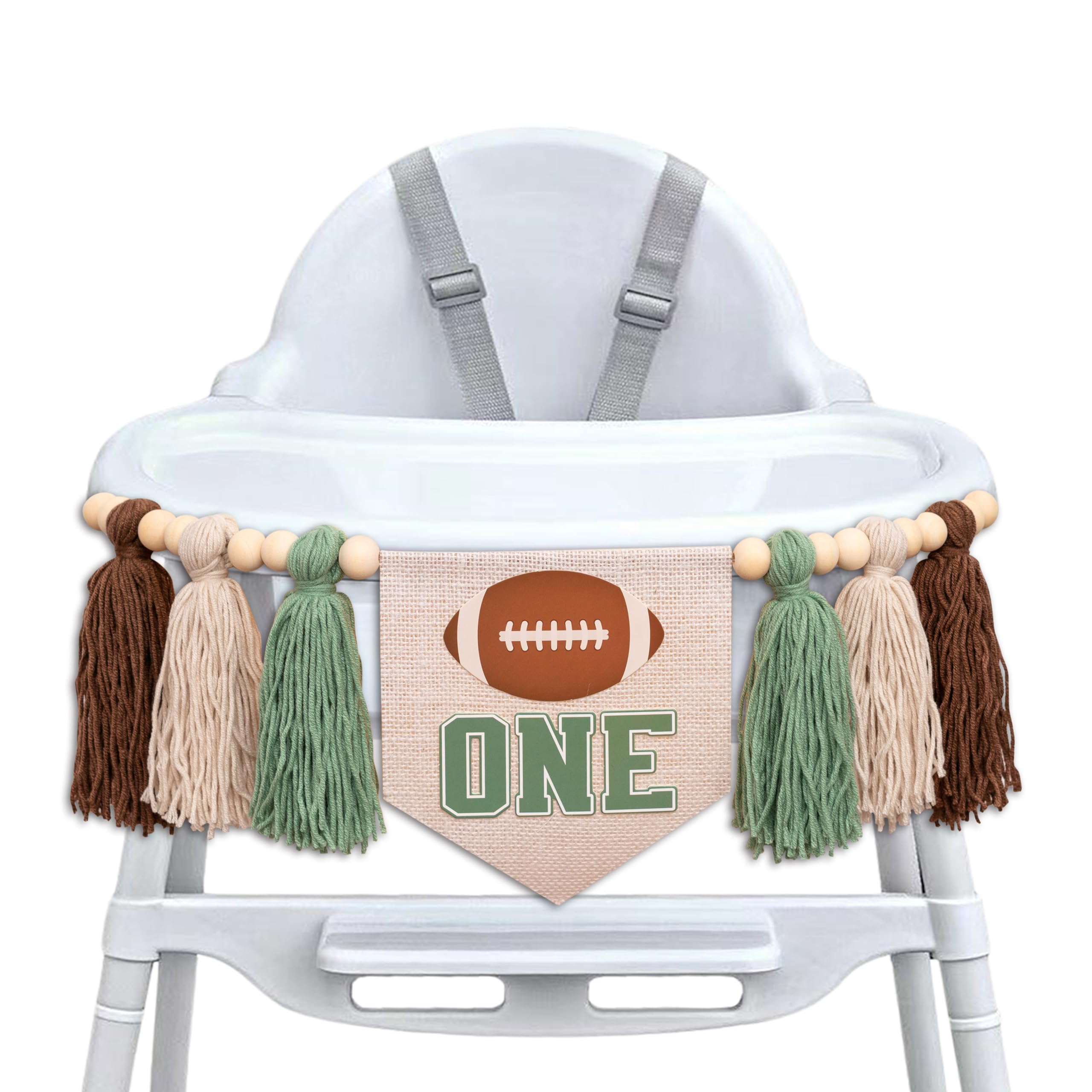 ZAIBIANHAO First Birthday High Chair Banner - Football Theme Yarn Tassel Decorations,First Year Down 1st Birthday Party Highchair Banner Party