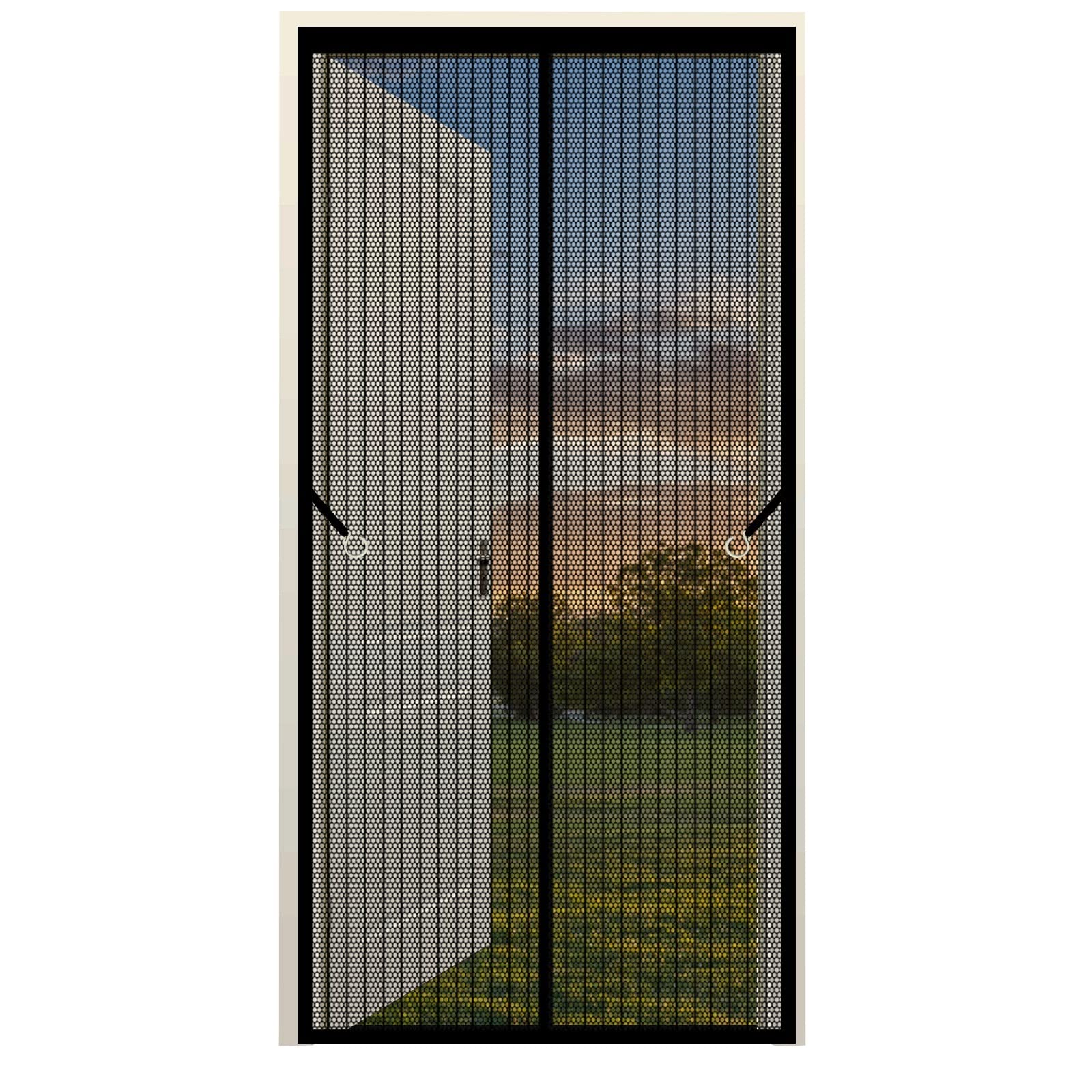 Fliegengitter Für Fenster Fensternetz 300 x 160 cm Insektenschutzgitter Ohne Bohren Automatisches Schließen Fenster-Fliegengitter Für Alle Fenster Bis, Schwarz