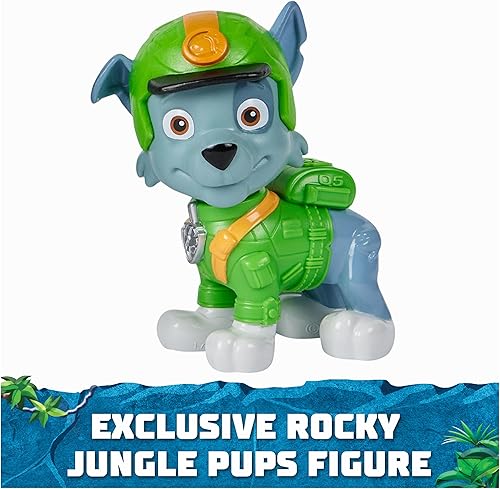 Miniatura 6 de Paw Patrol Jungle Pups, Rocky Snapping Turtle Vehículo, camión de juguete con figura de acción coleccionable, juguetes para niños y niñas a partir