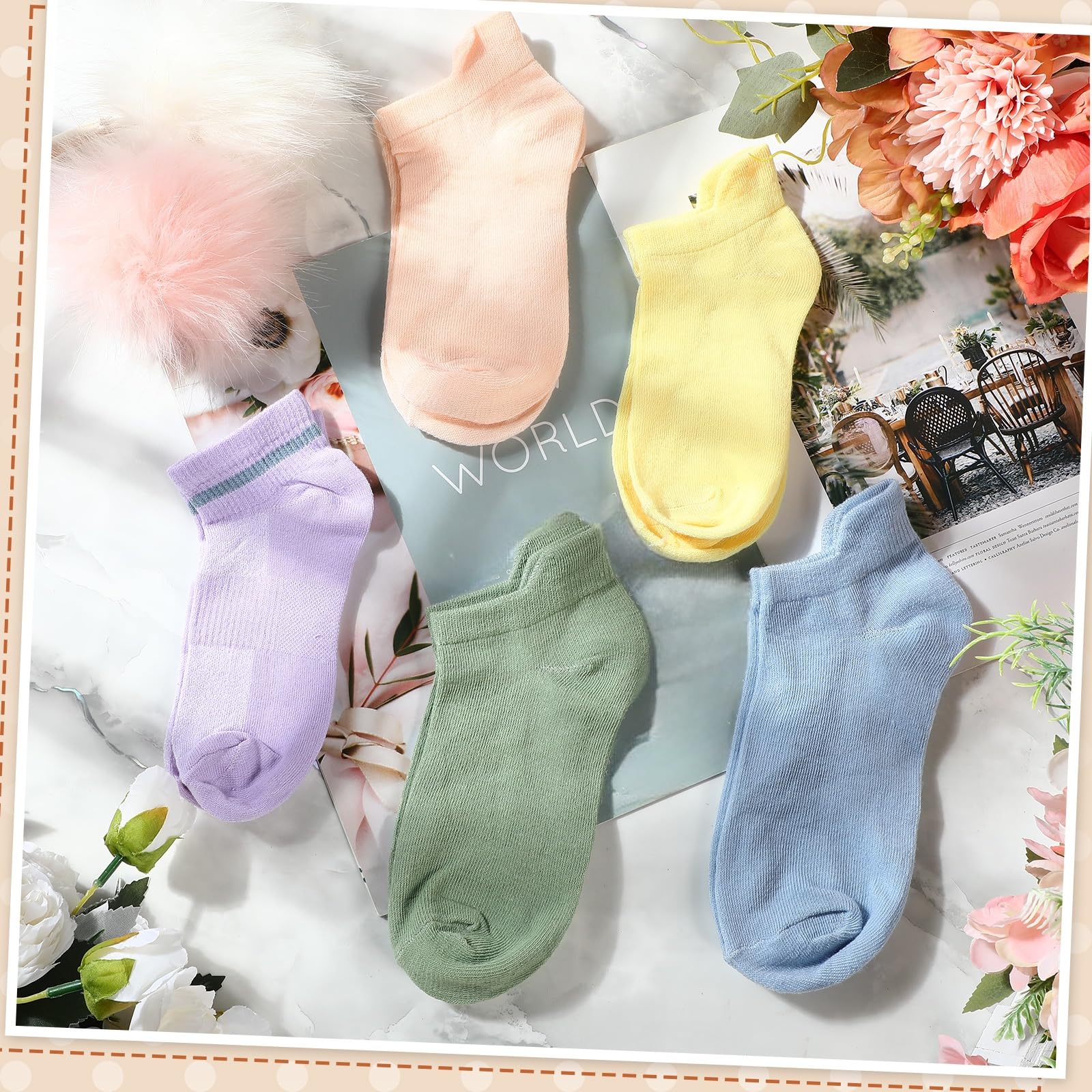Mumufy 100 pares de calcetines de tobillo de corte bajo para mujer a granel con bonitos patrones bordados de corte bajo, calcetines invisibles delgados, transpirables, cómodos, a granel, calcetines