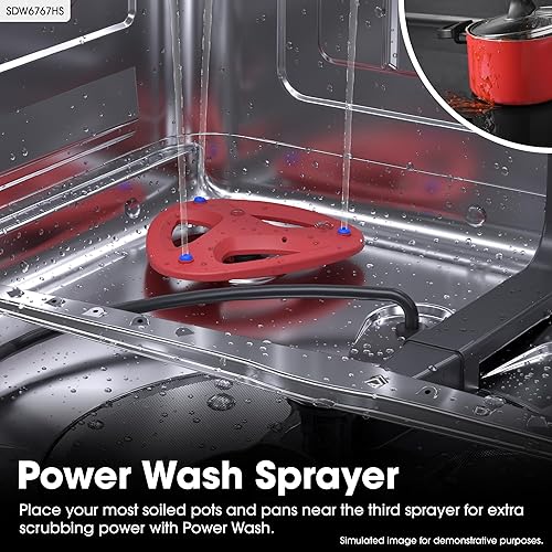 Miniatura 4 de Lavadora inteligente SHARP SDW6767HS. Funciona con Alexa. Incluye luces LED interiores, interior de acero inoxidable, secado con calor y asistencia