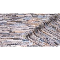 Revestimiento De Fachadas Pvc d-c-fix papel pintado de pared Muro de piedra gris azulado - paneles 3D - lavable y impermeable - vinilo decorativo mural revestimiento pegatinas PVC - para cocina, baño, dormitorio - 67.5 cm x 4 m
