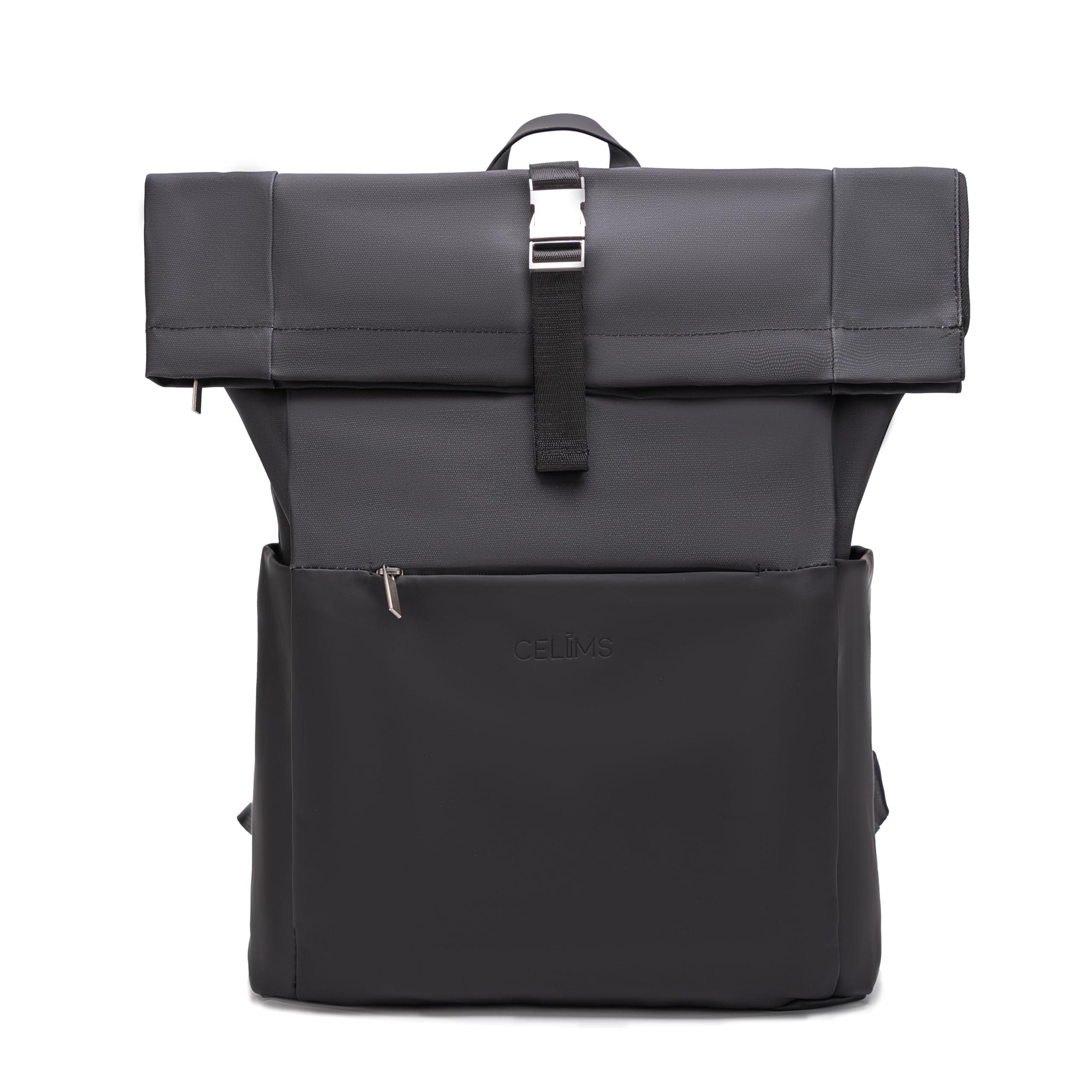 CELIMS - Sac à dos Roll-Top 40x30x20cm | Bagage Cabine | Imperméable & Ultra-Résitant | Compartiment Ordinateur Portable | Noir