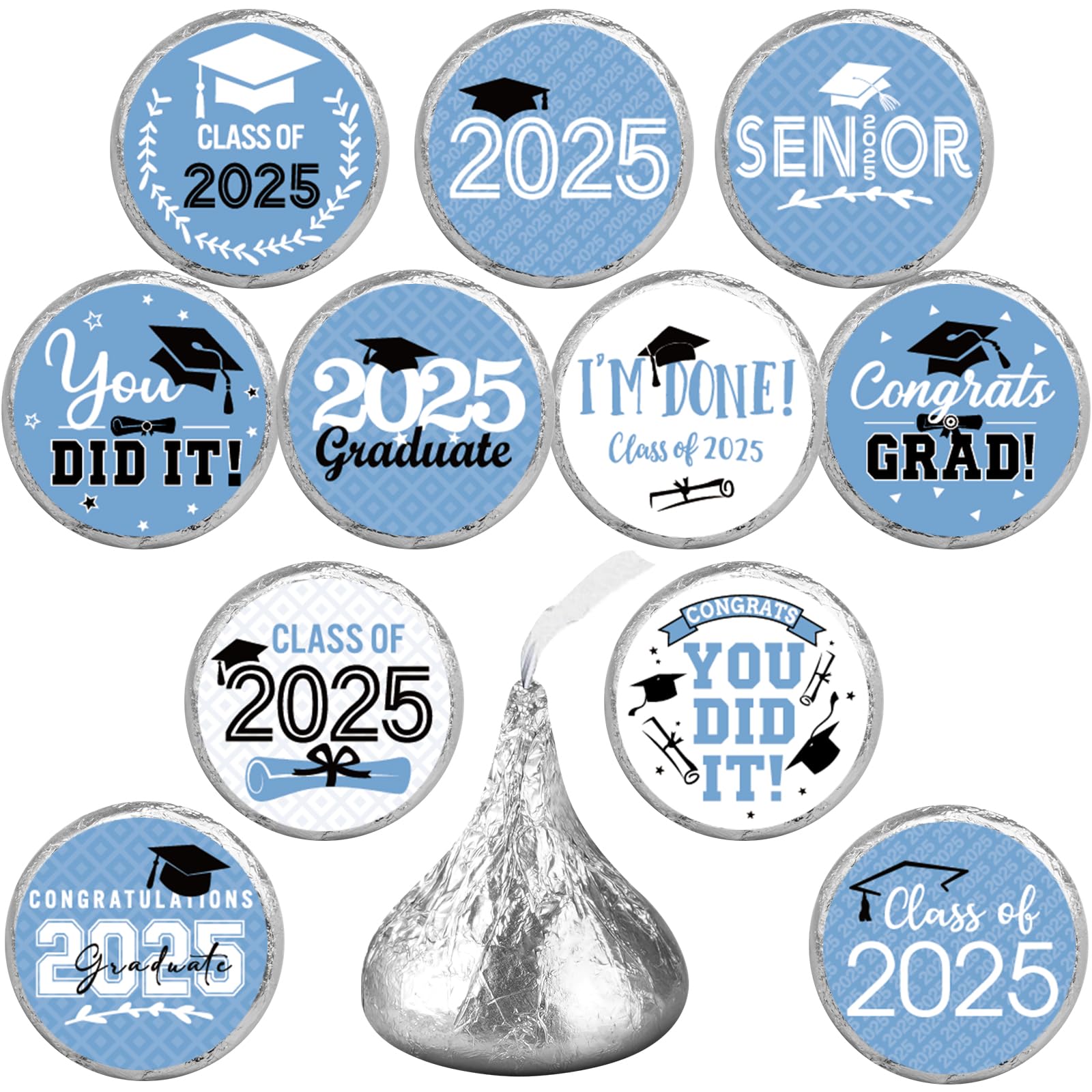 576Pcs Class of 2025 Graduation Stickers,Congrats Party Favors Chocolate Sticker Candy Labels for 2025 Senior High School College Graduation Supplies