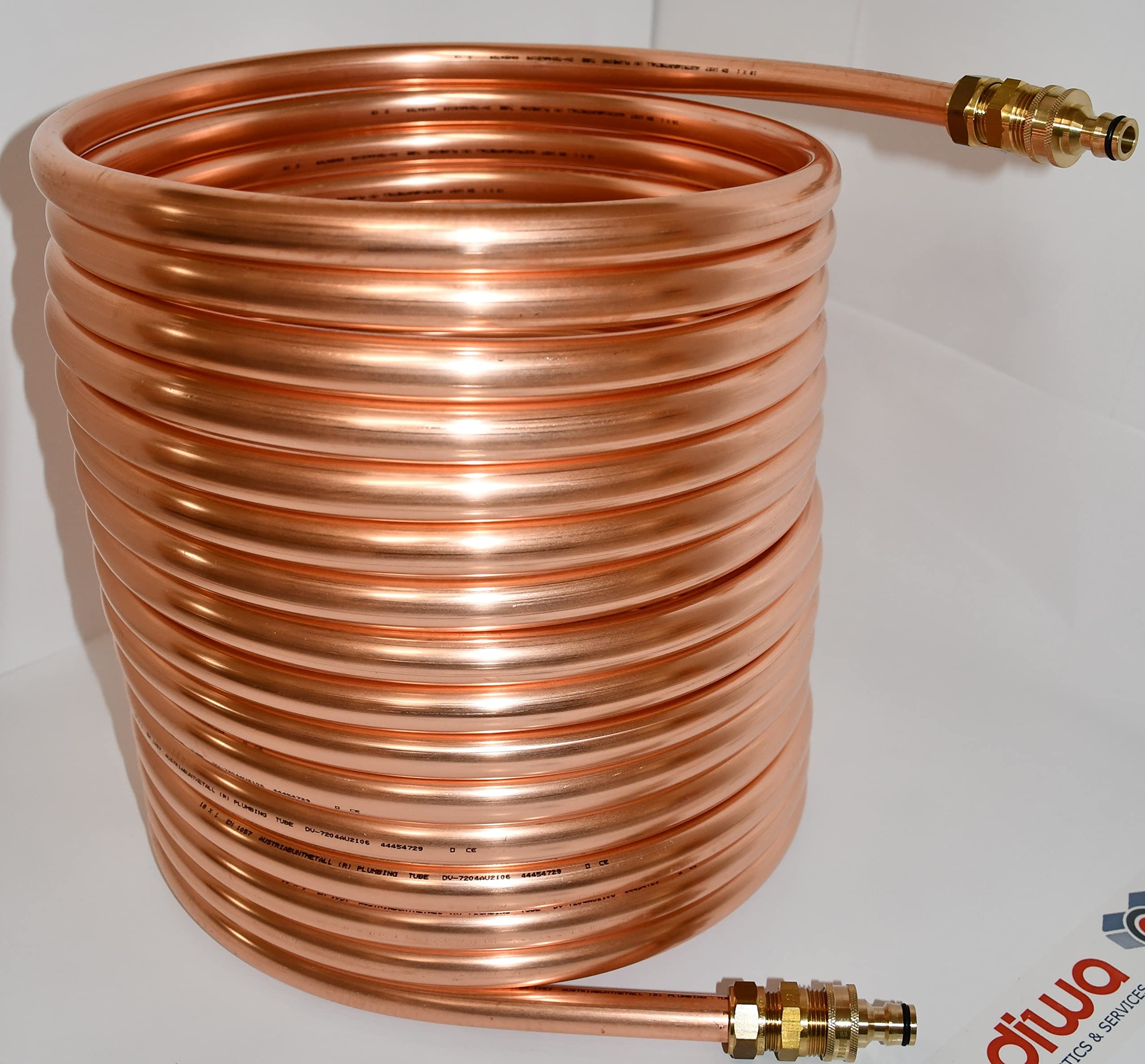 Spirale aus Kupferrohr 15x1mm 15m Außendurchm mit ca.31cm Poolheizung ANSCHLUSS GARDENA